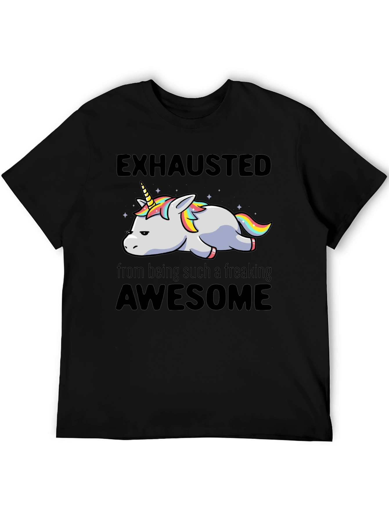 Exhausted Awesome Unicorn Graphic Tee