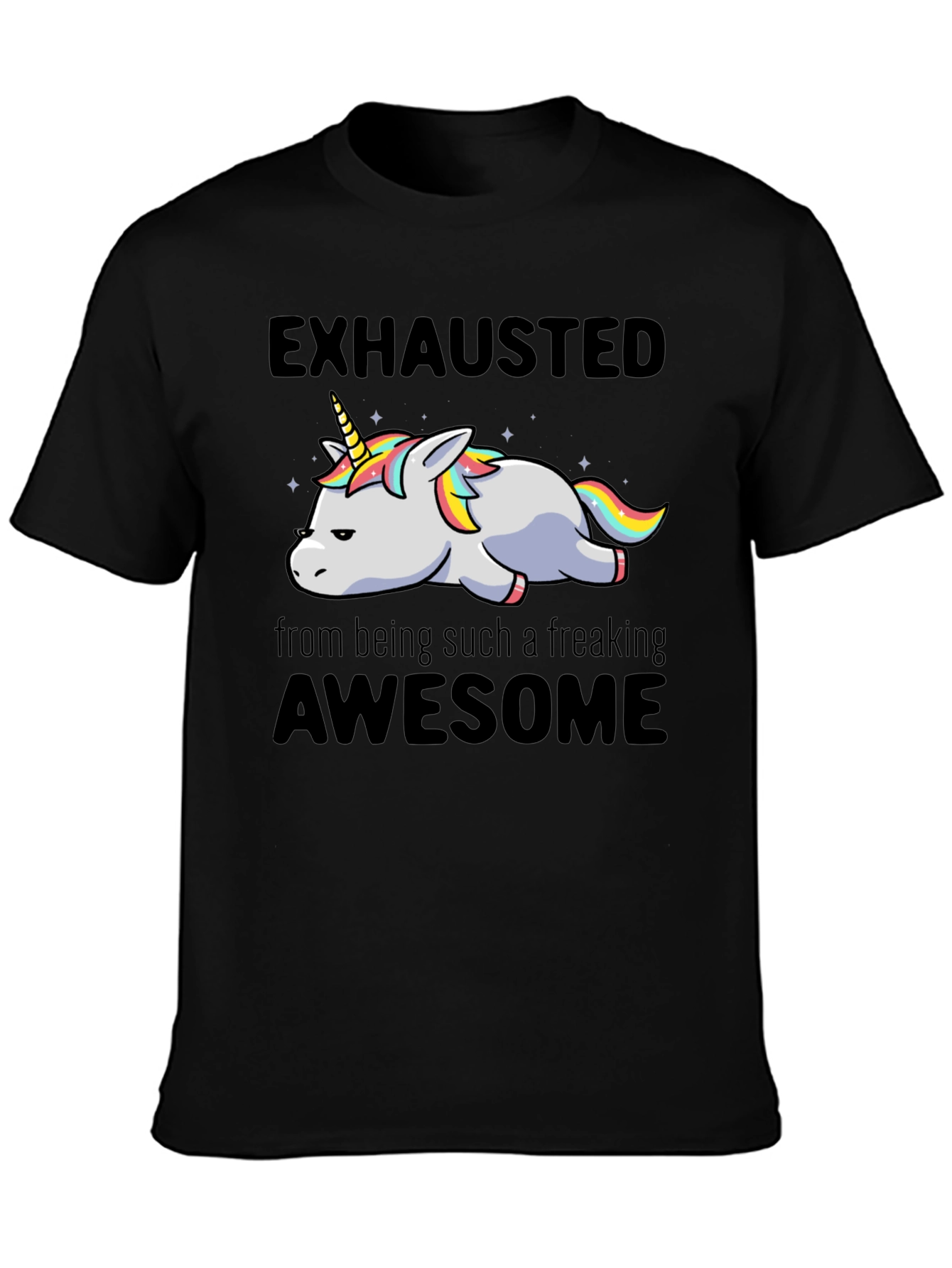Exhausted Awesome Unicorn Graphic Tee