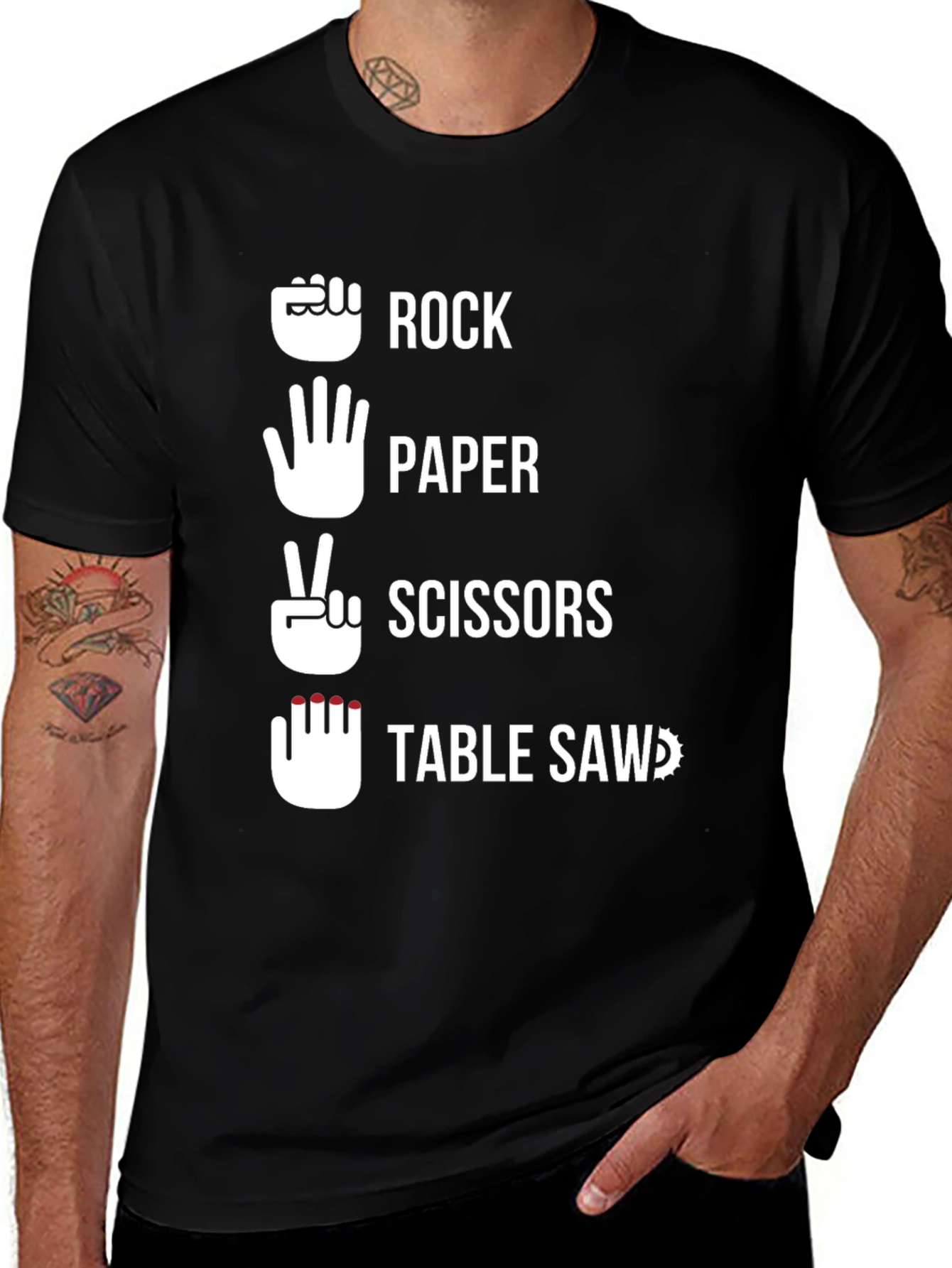 Rock Paper Scissors Table Saw T-Shirt