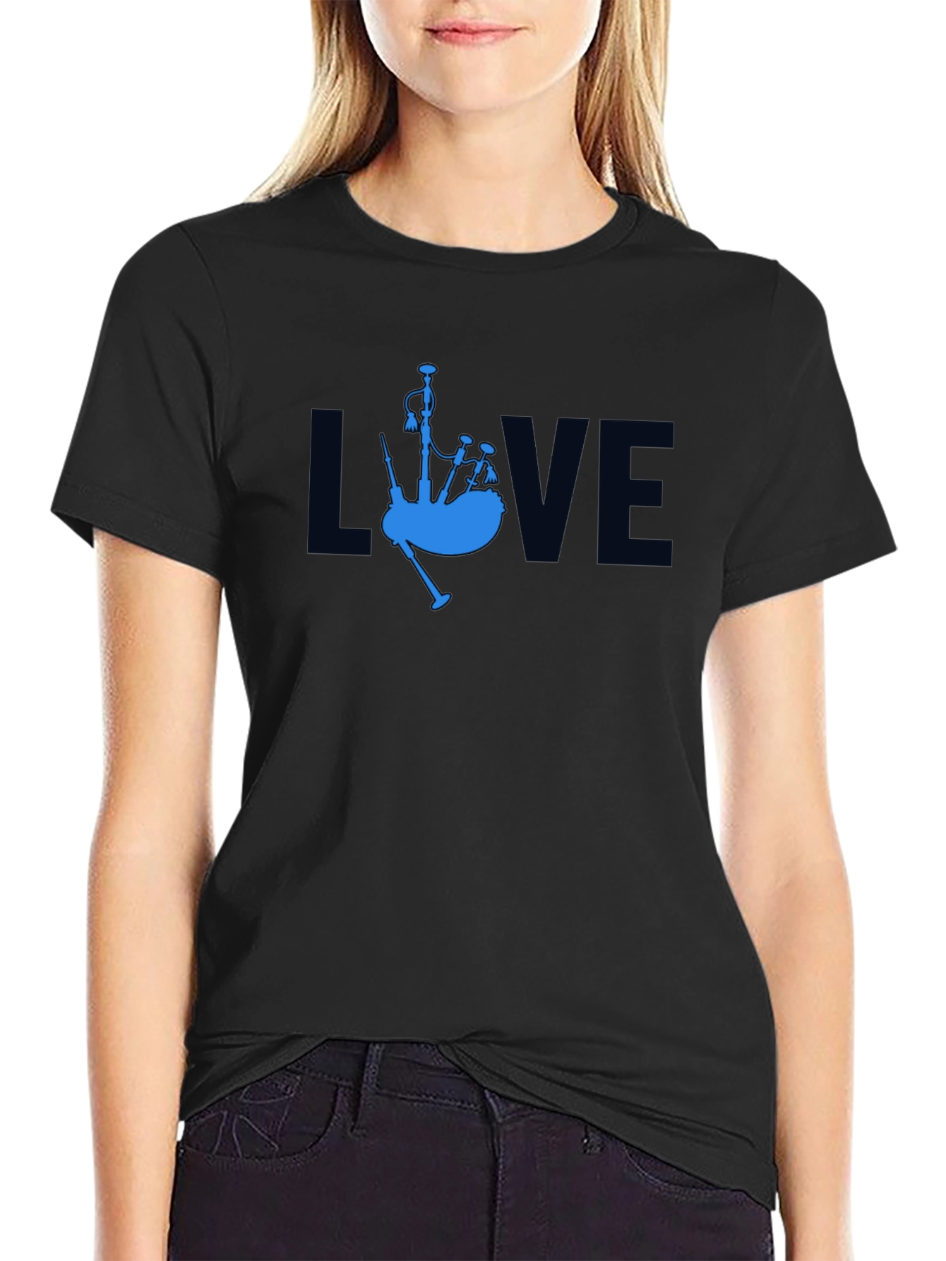 Love Bagpipes Black T-Shirt
