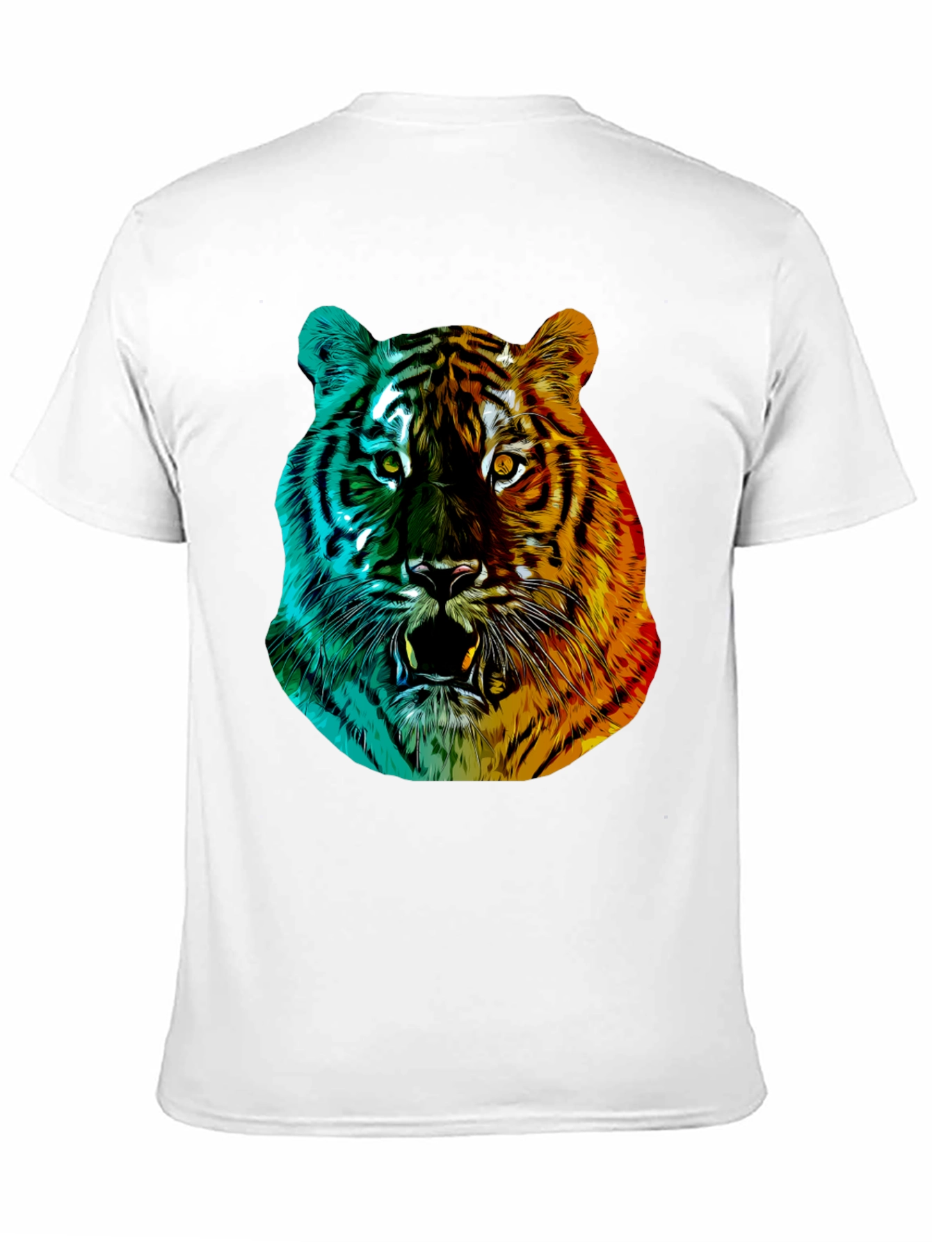 Vibrant Tiger Graphic Tee - Black Crew Neck