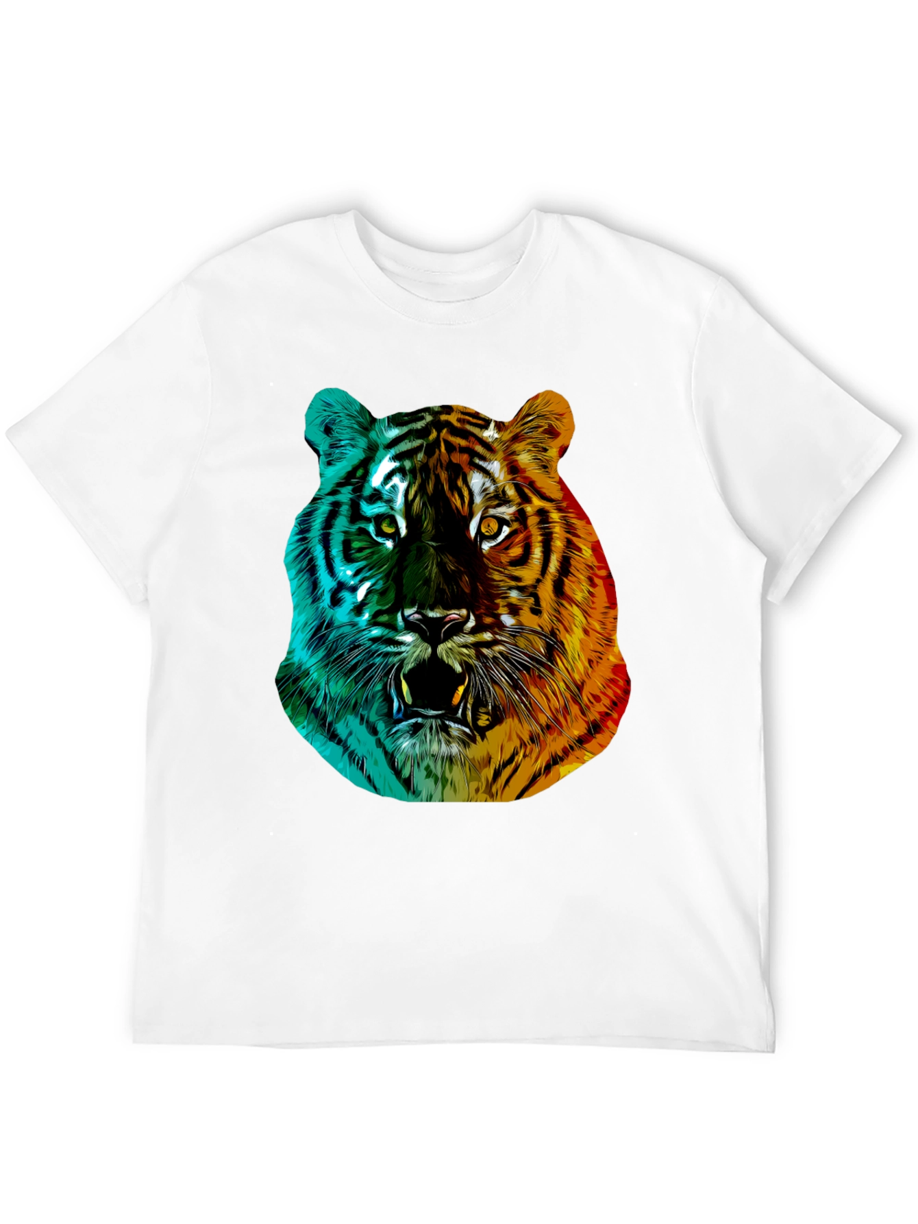 Vibrant Tiger Graphic Tee - Black Crew Neck