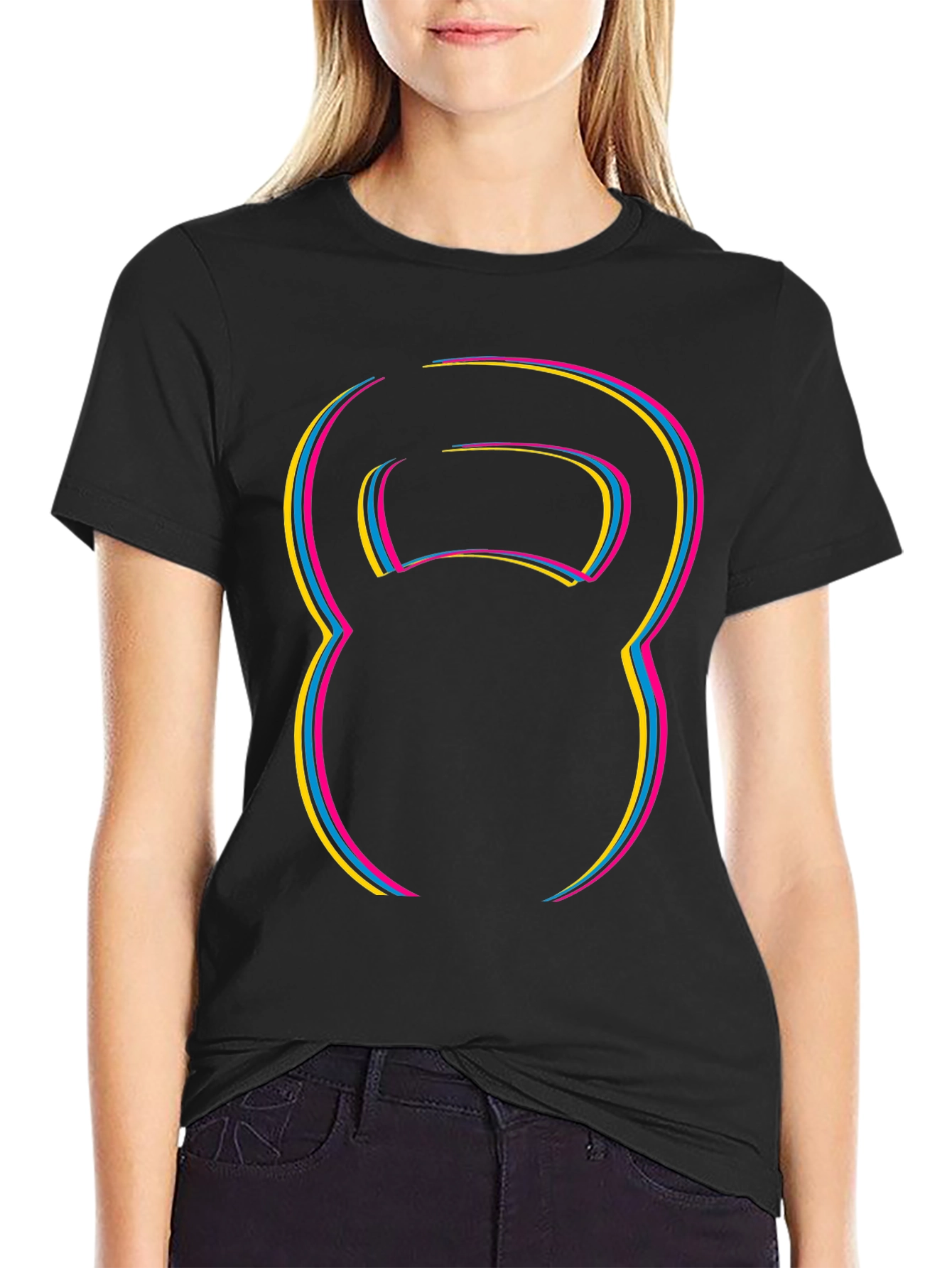 Kettlebell Outline Graphic T-Shirt - Black