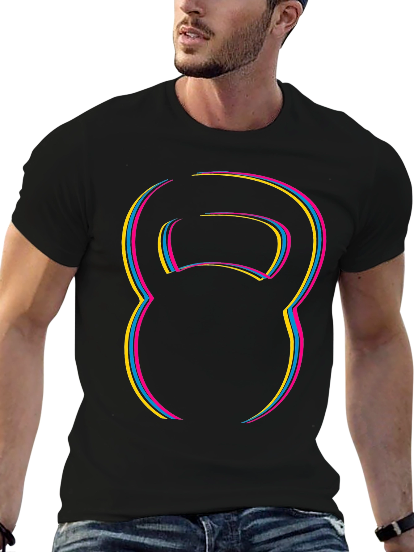 Kettlebell Outline Graphic T-Shirt - Black