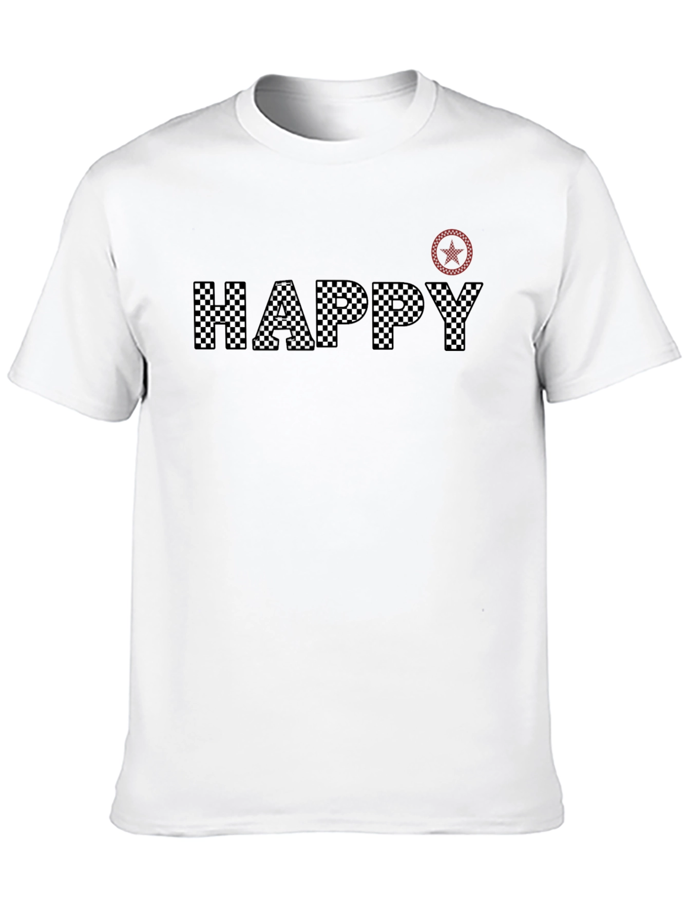 Happy Checkered Black Tee