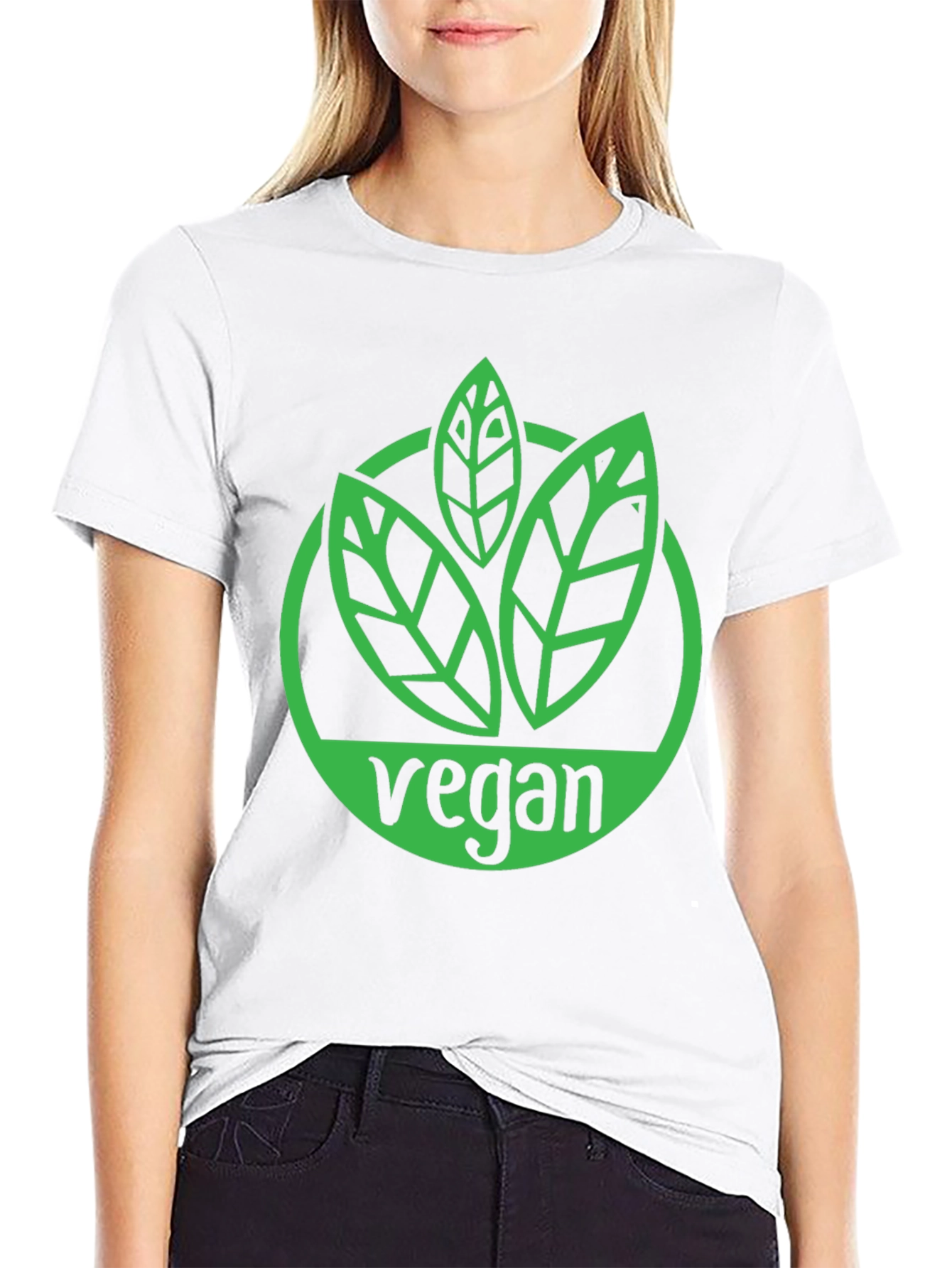 Vegan Graphic Tee - Leaf Logo Black Shirt