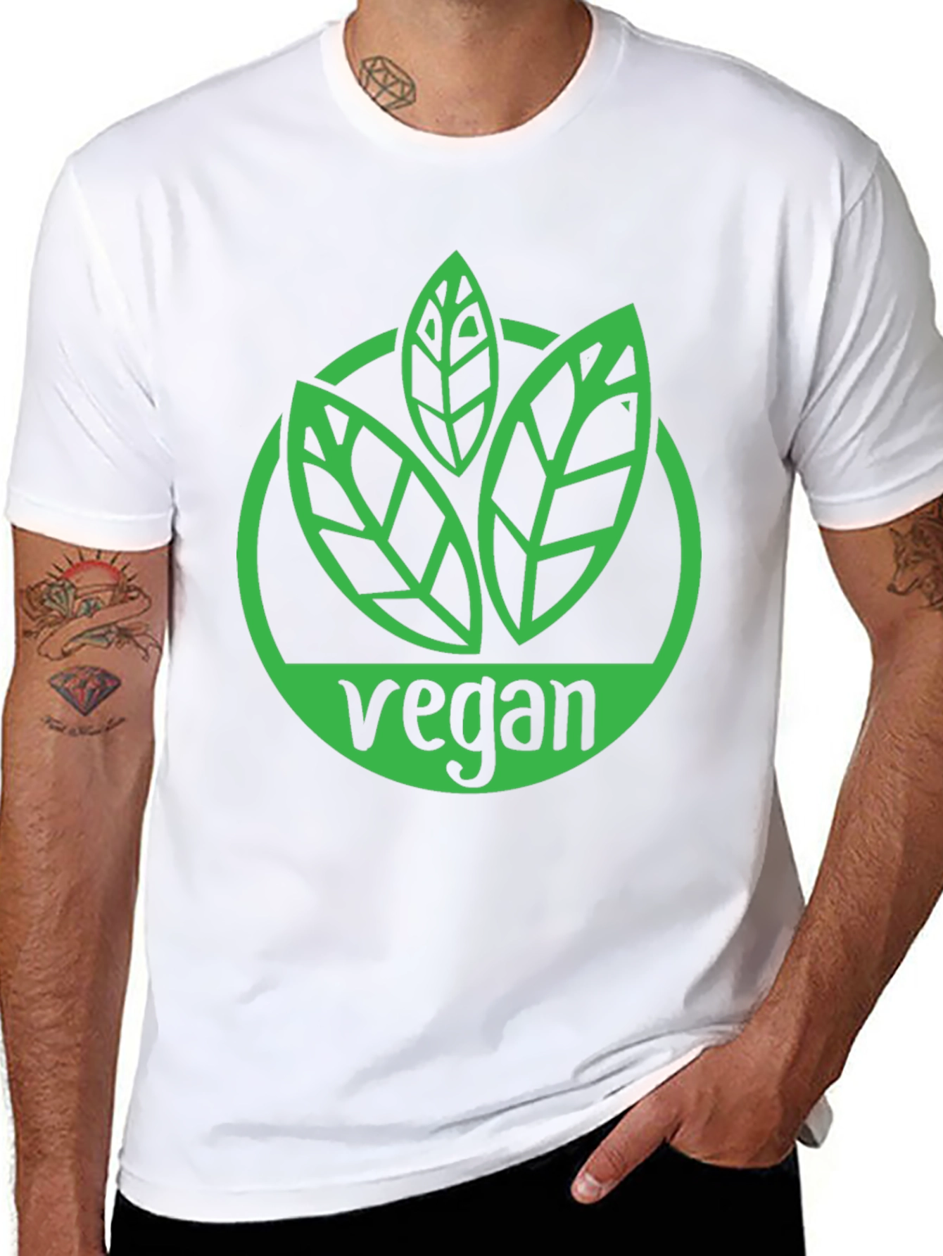 Vegan Graphic Tee - Leaf Logo Black Shirt