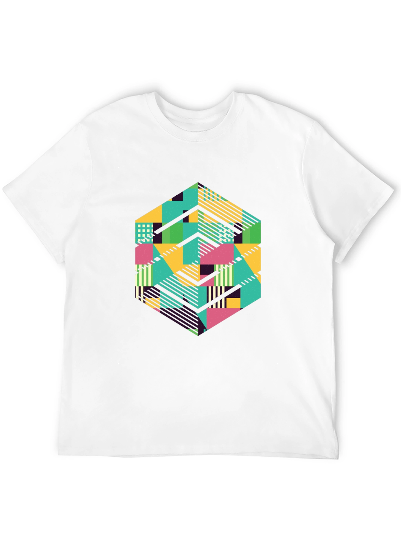Geometric Patterned Black T-Shirt