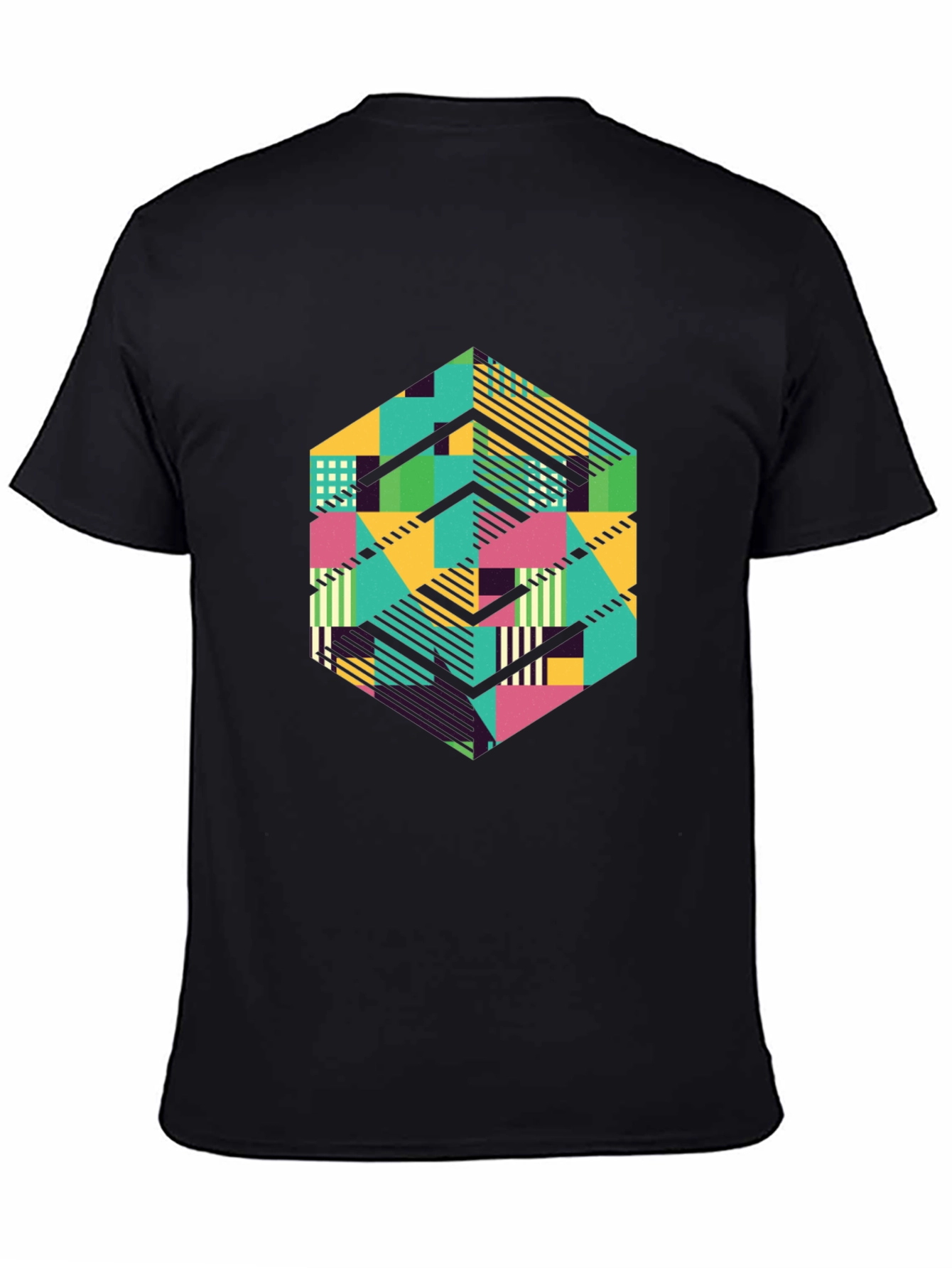 Geometric Patterned Black T-Shirt