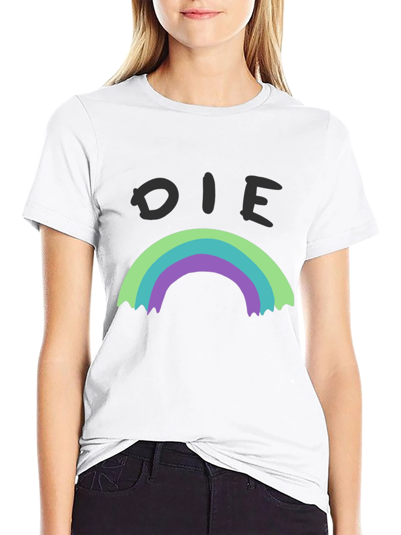 Die Rainbow Graphic Tee - Black Cotton Shirt