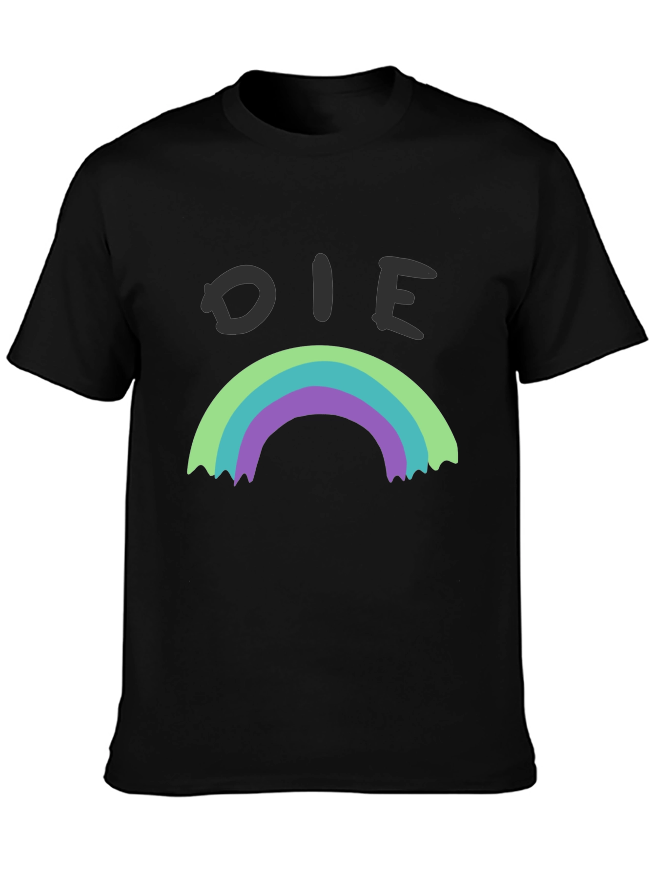 Die Rainbow Graphic Tee - Black Cotton Shirt