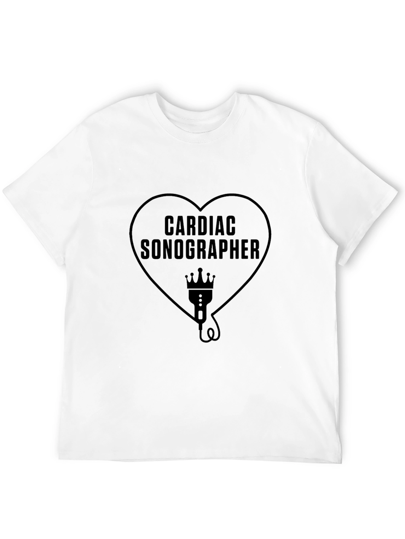 Cardiac Sonographer Heart Graphic Tee - Black Cotton