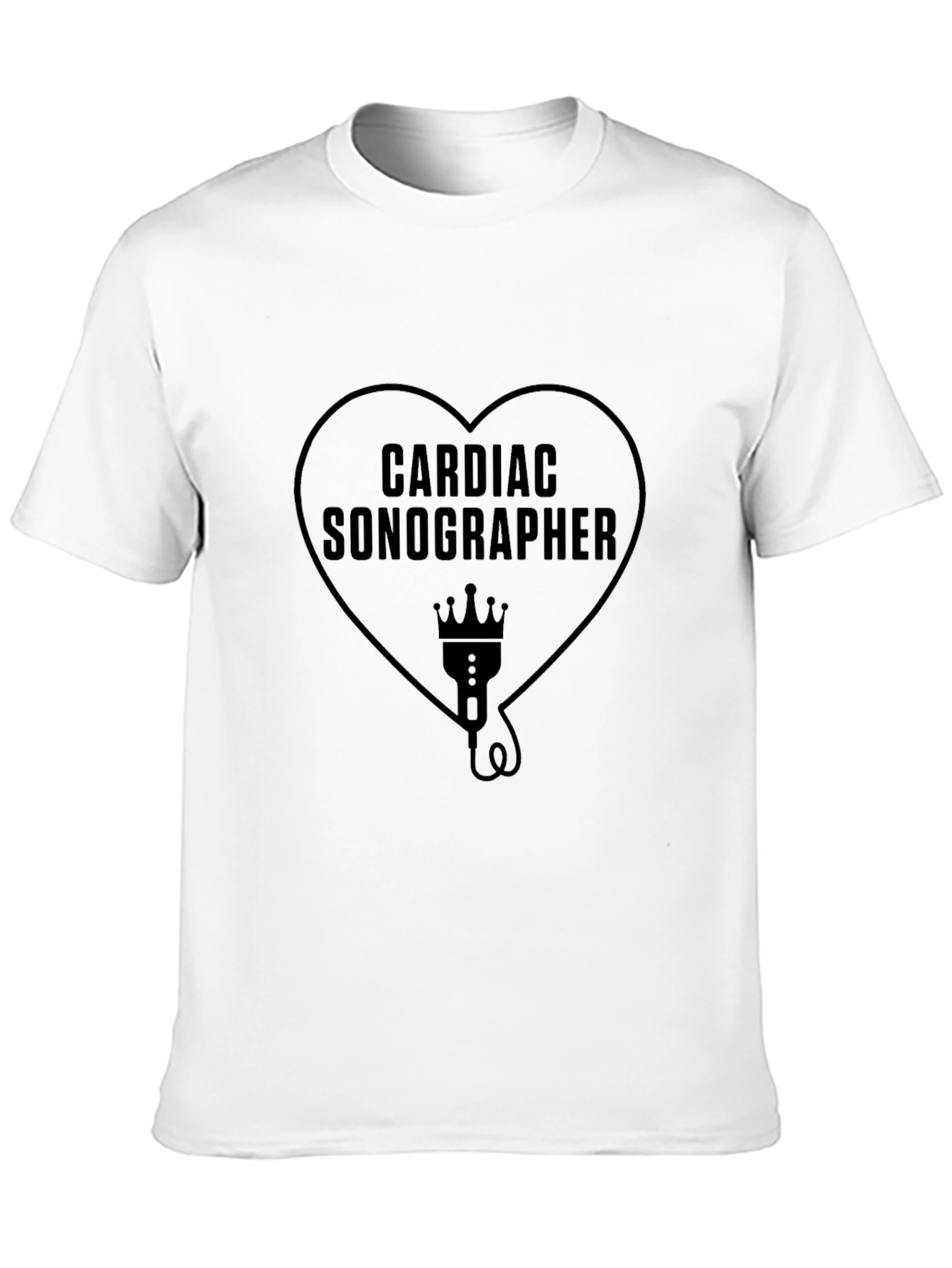 Cardiac Sonographer Heart Graphic Tee - Black Cotton
