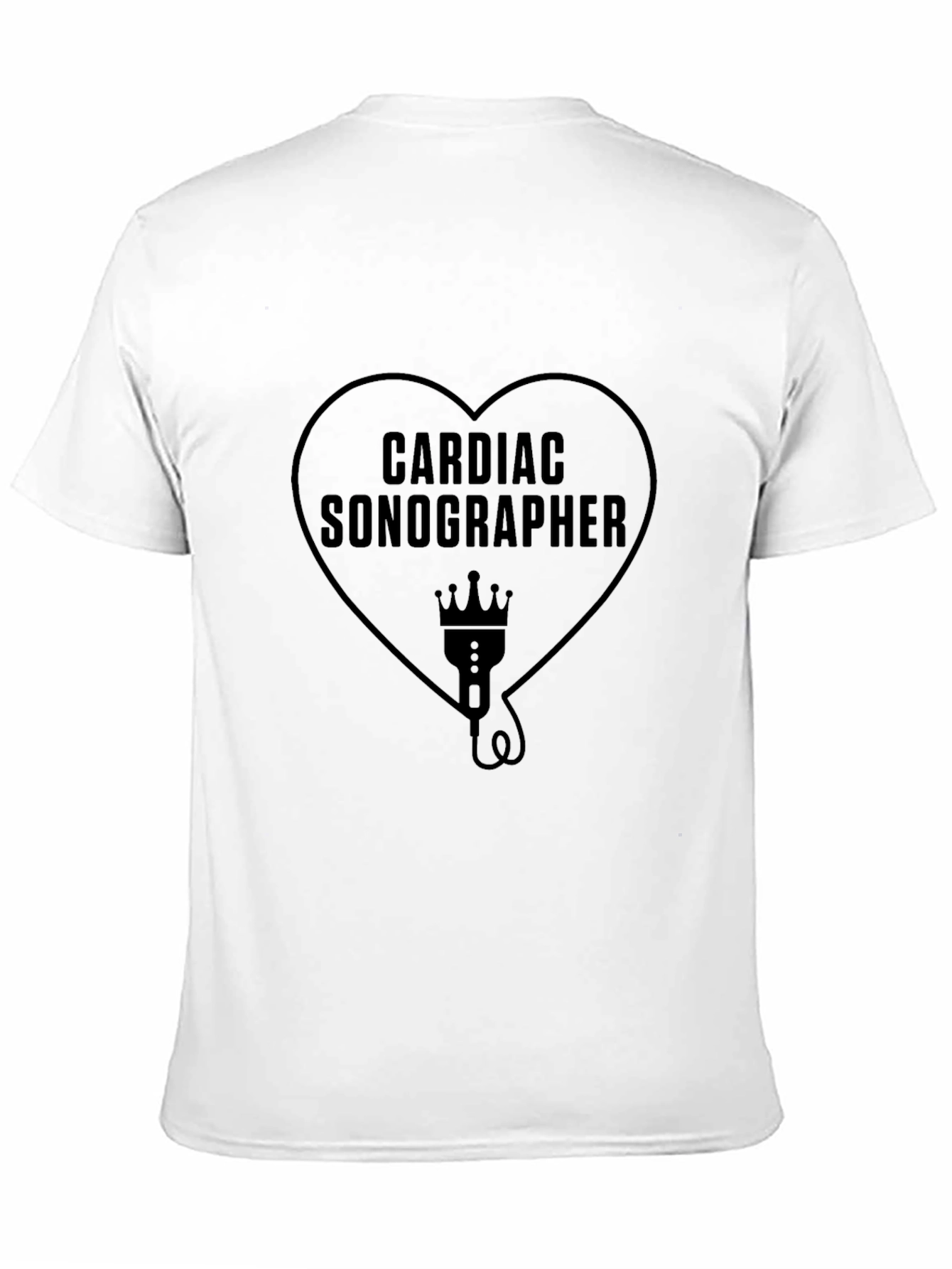 Cardiac Sonographer Heart Graphic Tee - Black Cotton