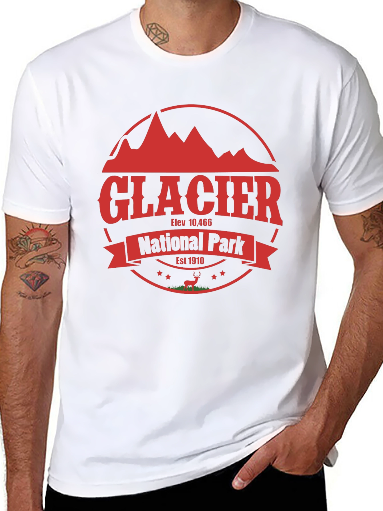 Glacier National Park T-Shirt - Retro Style Black Tee