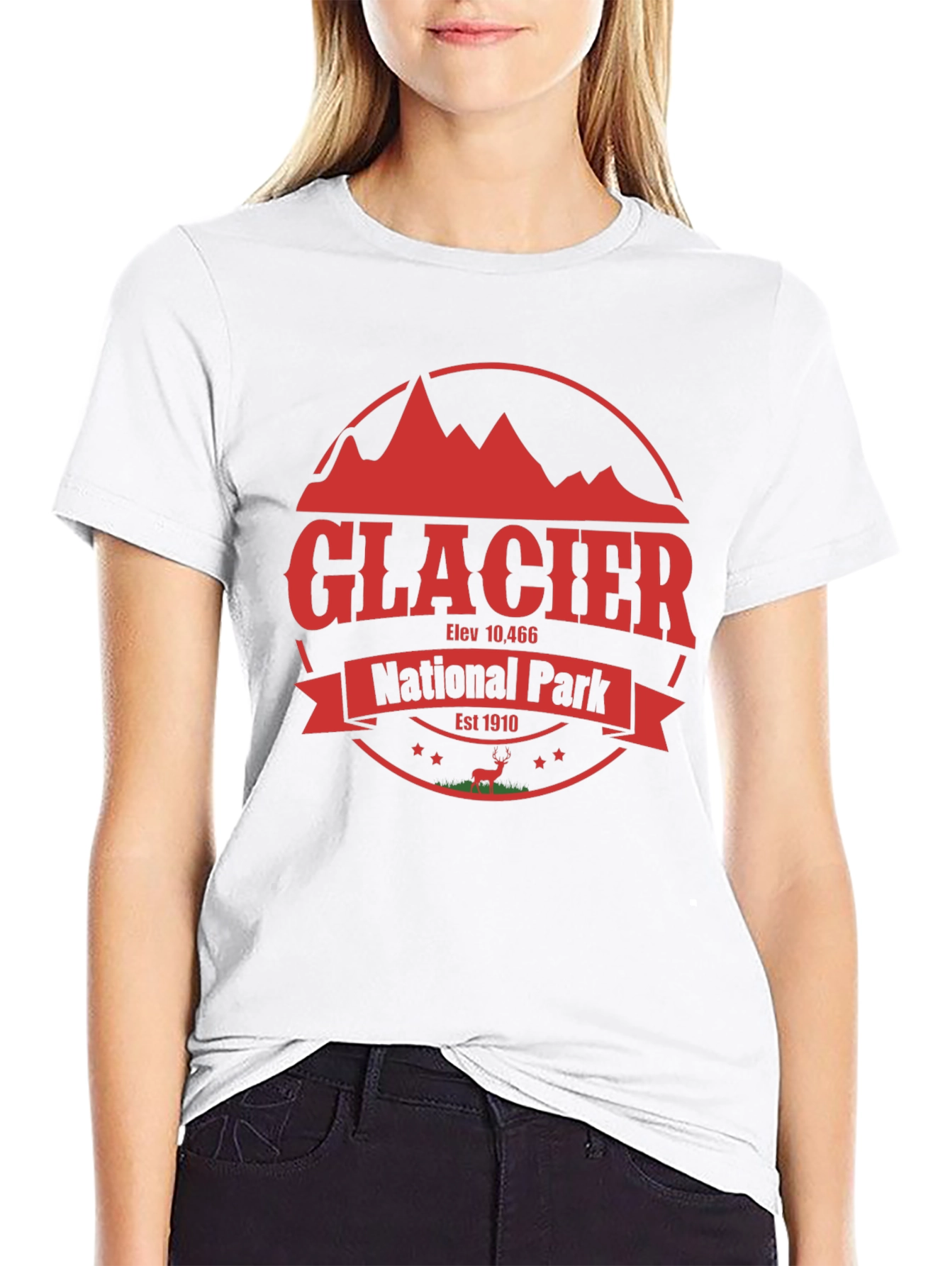 Glacier National Park T-Shirt - Retro Style Black Tee