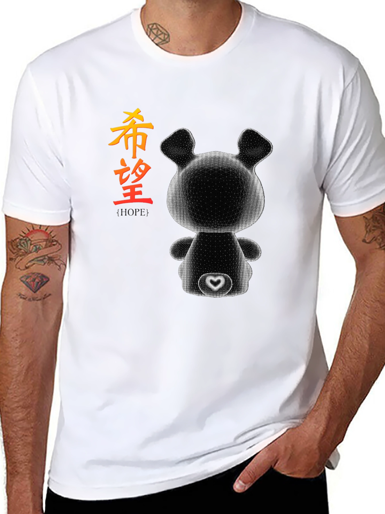 Abstract Bear Hope Graphic Tee - Modern Streetwear Style