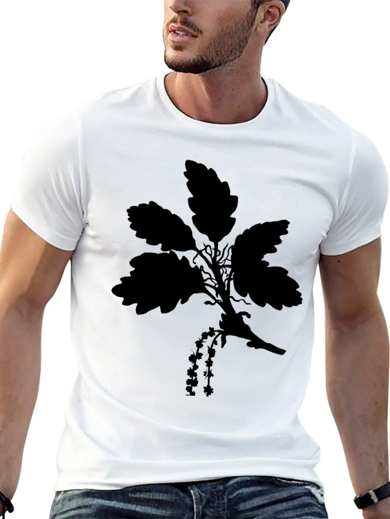Black Floral Silhouette T-Shirt