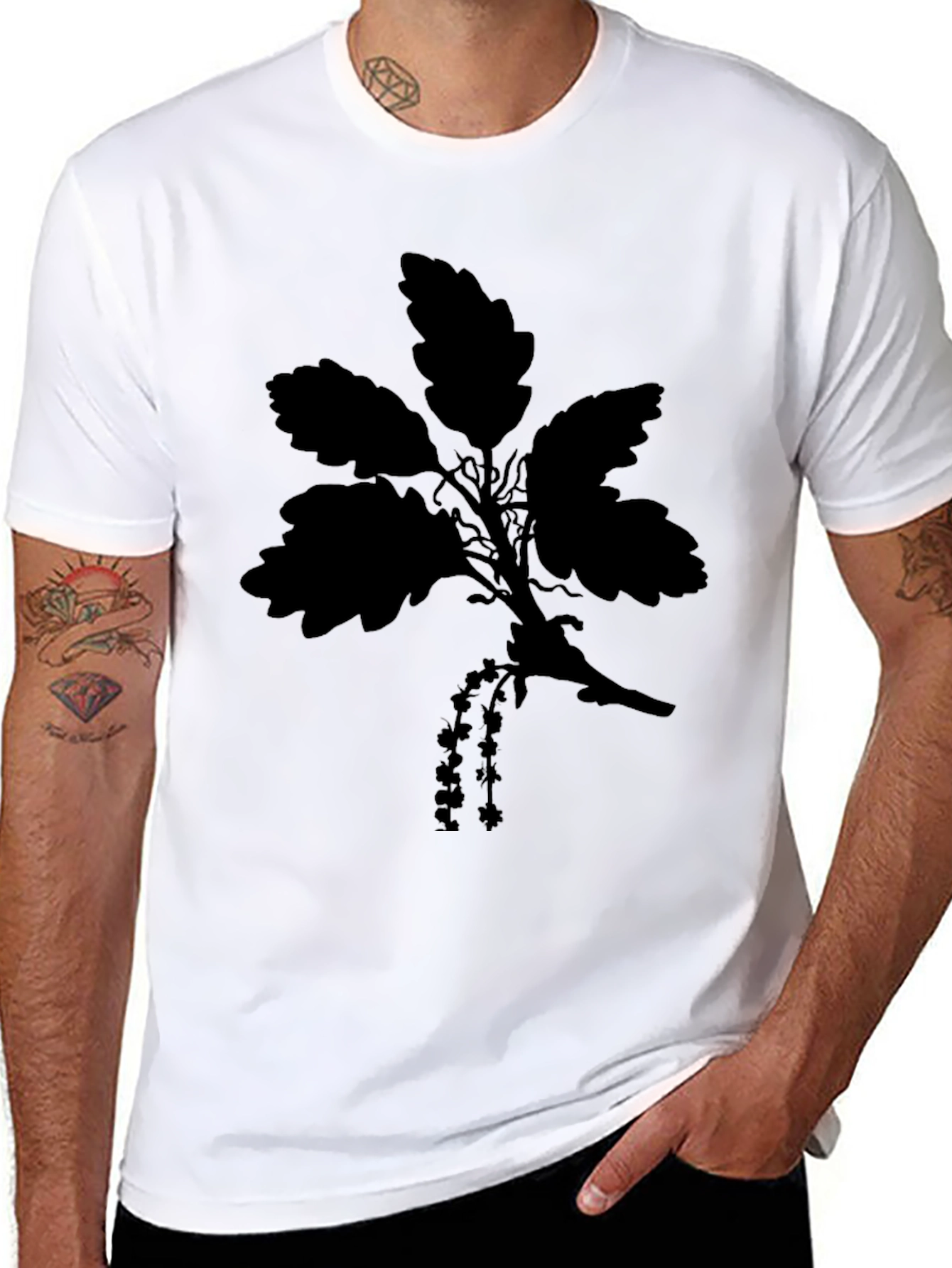 Black Floral Silhouette T-Shirt