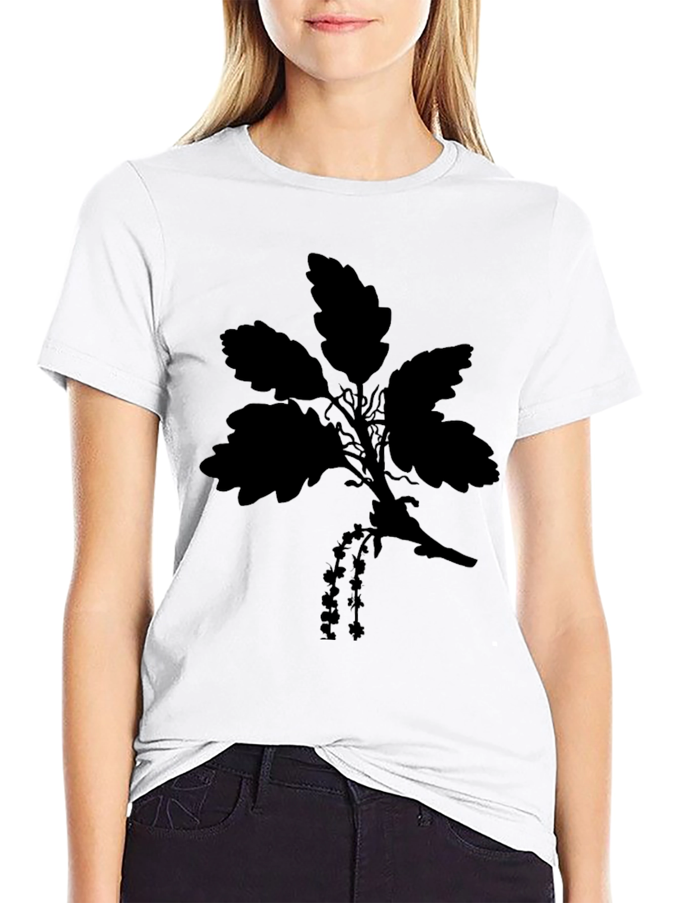Black Floral Silhouette T-Shirt