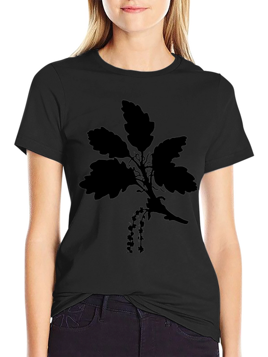 Black Floral Silhouette T-Shirt
