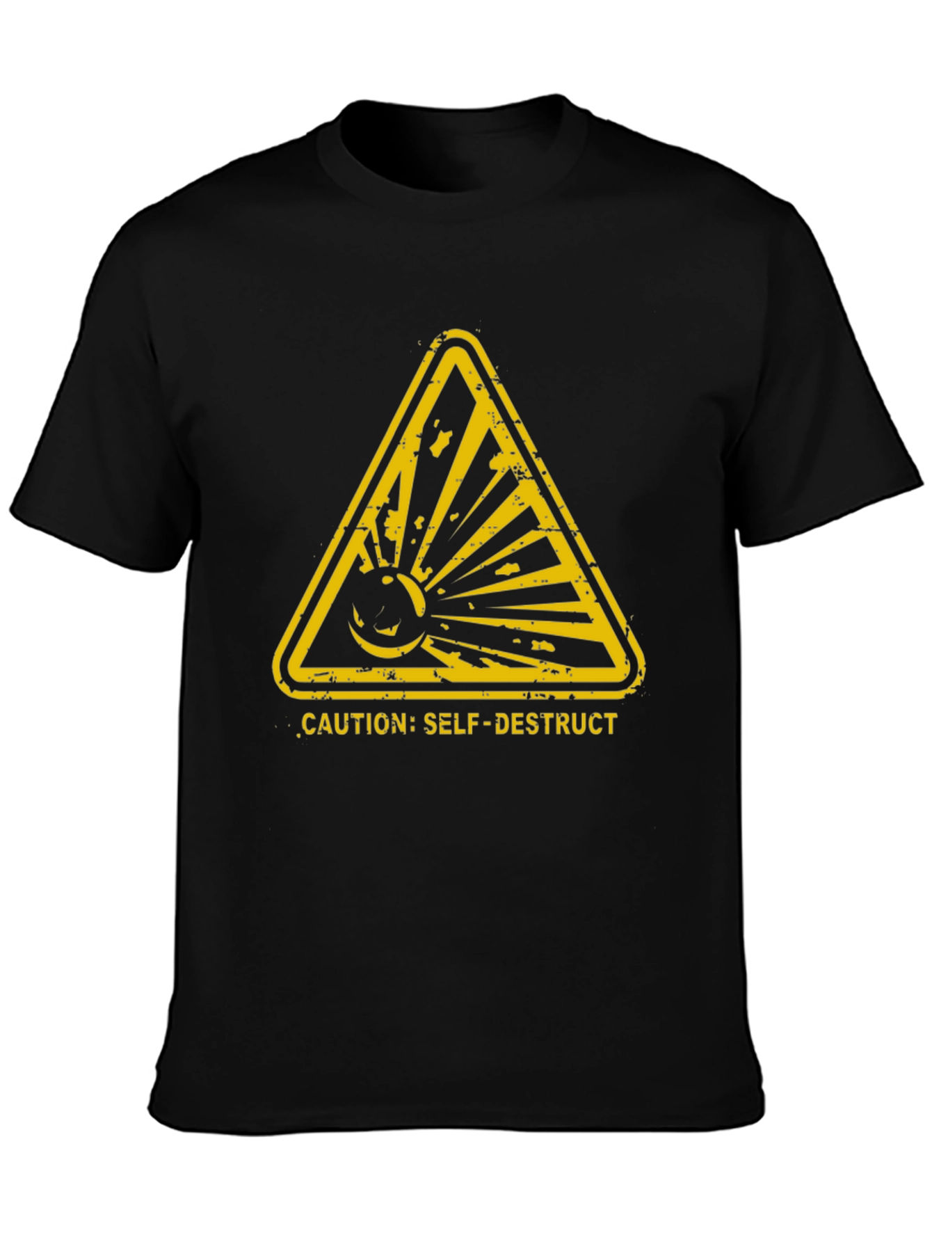 Caution Self-Destruct Graphic Tee - Black