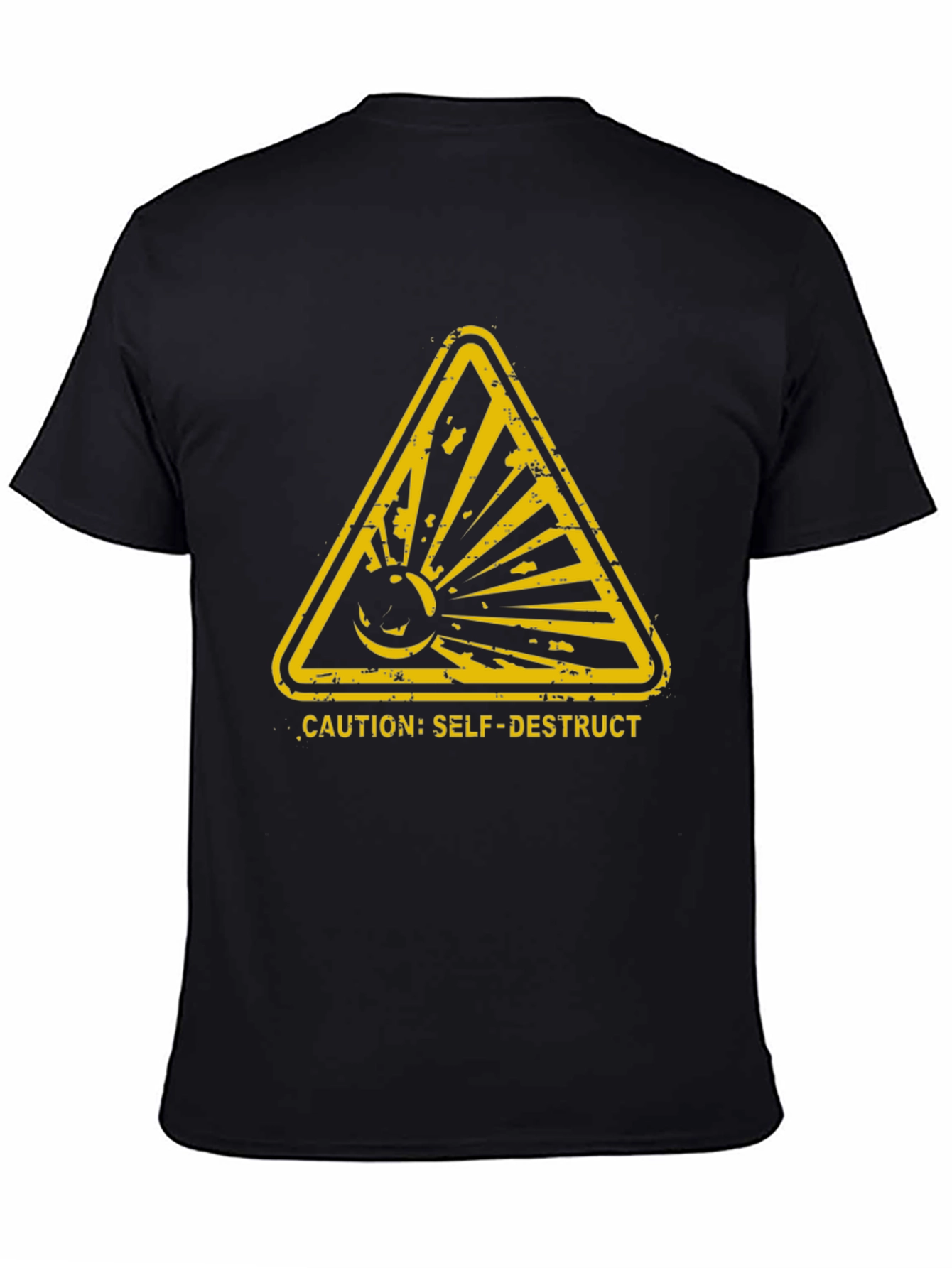 Caution Self-Destruct Graphic Tee - Black