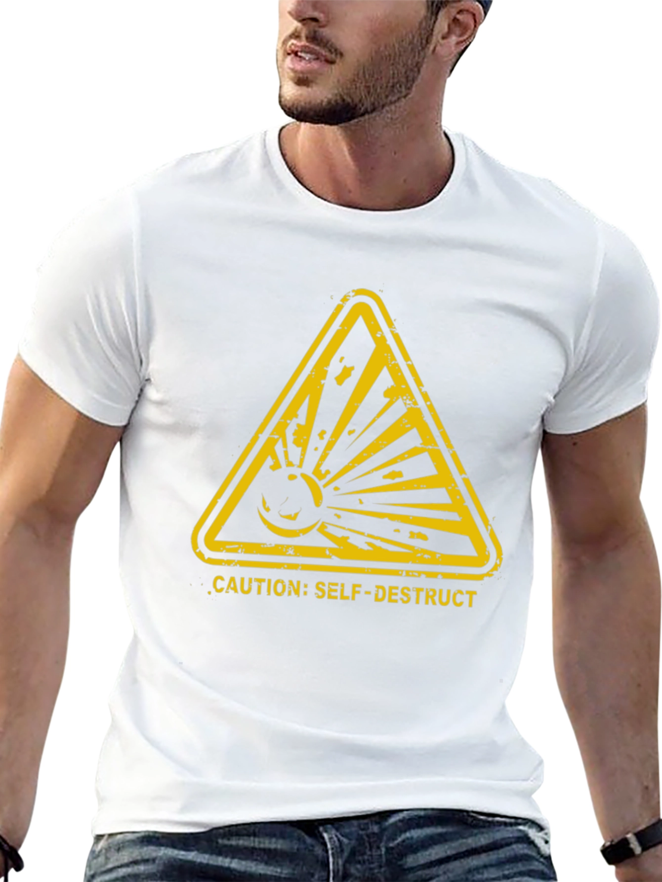 Caution Self-Destruct Graphic Tee - Black