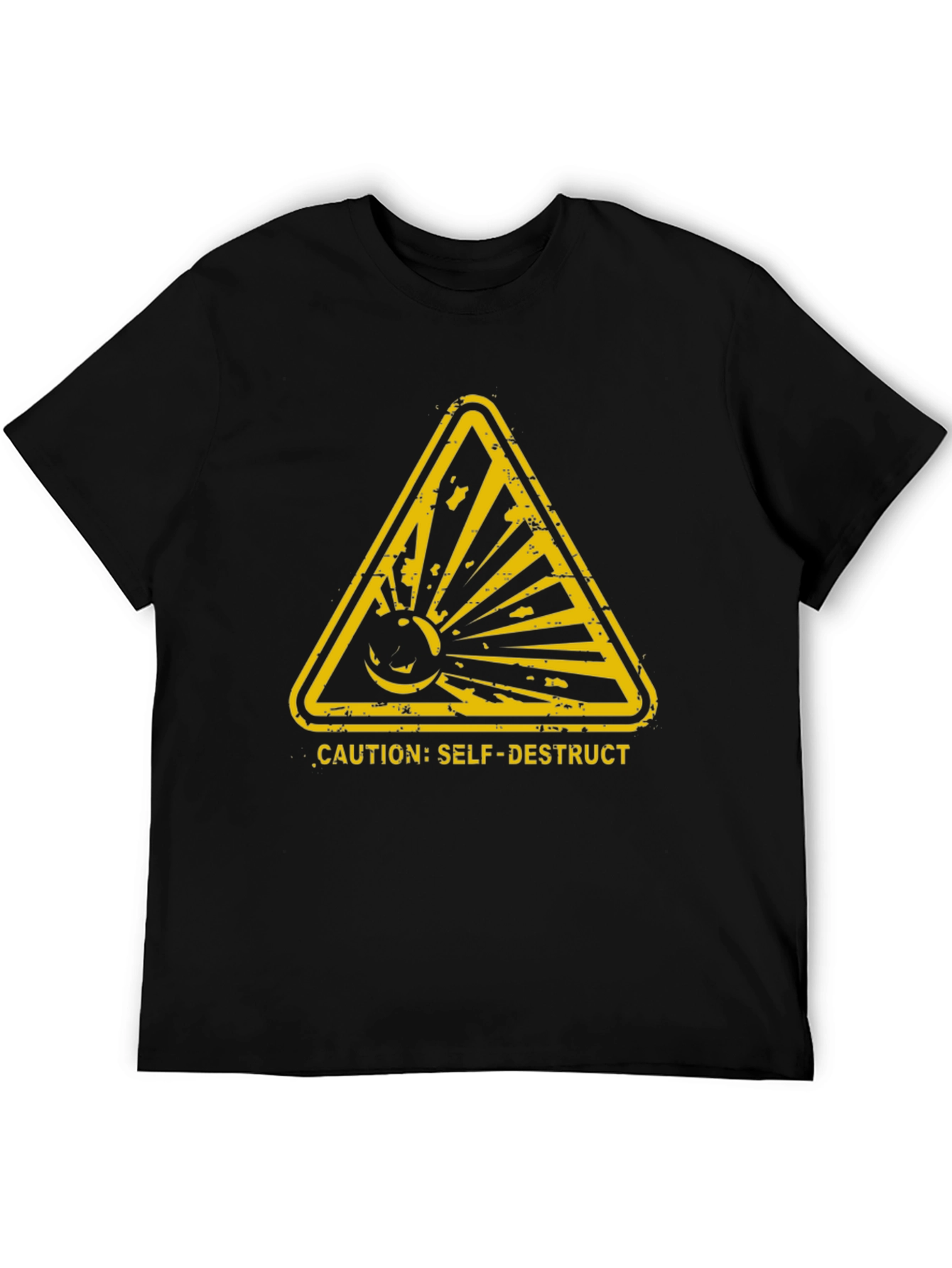 Caution Self-Destruct Graphic Tee - Black
