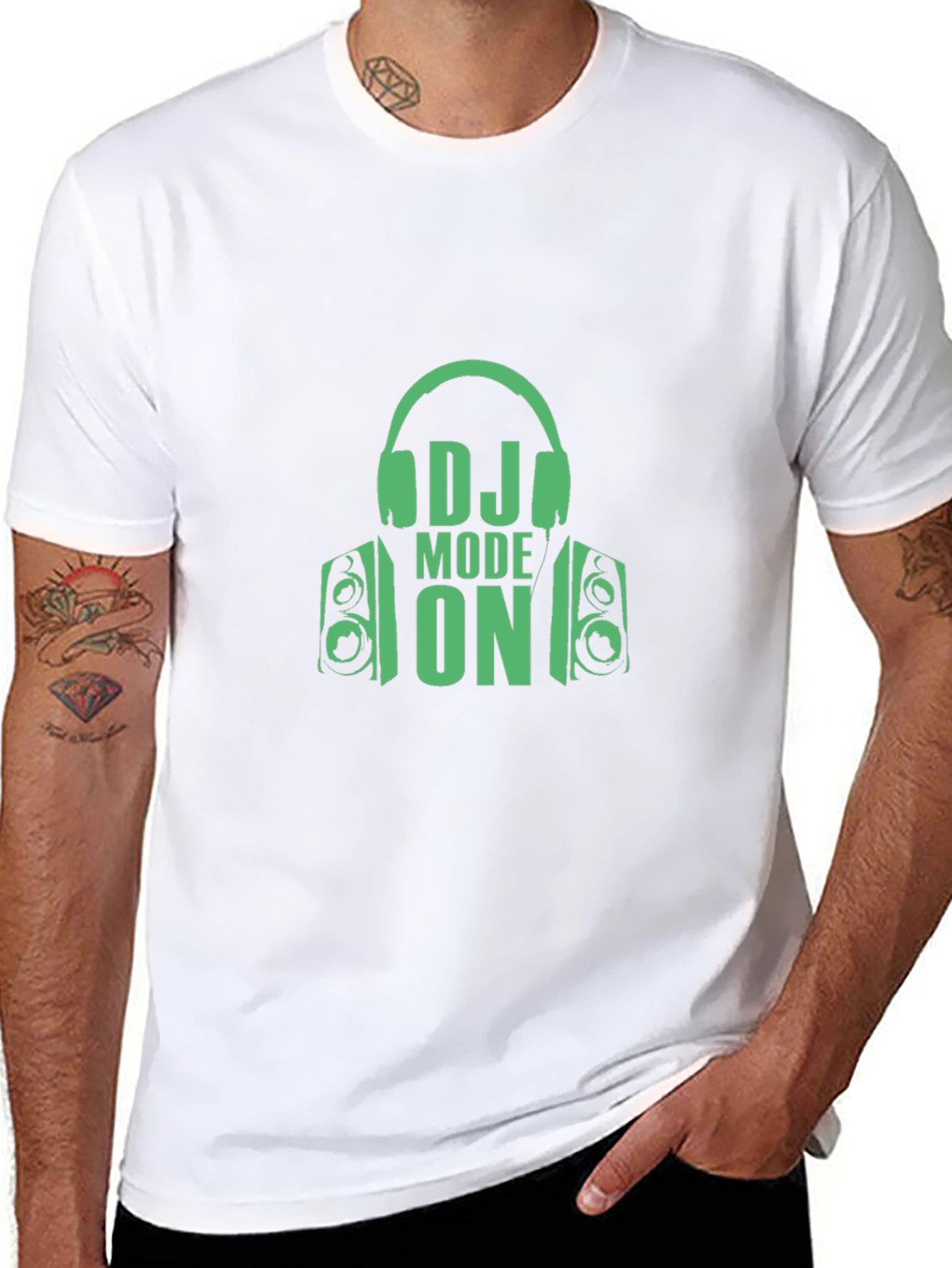 DJ Mode On Graphic Tee - Black Cotton T-Shirt