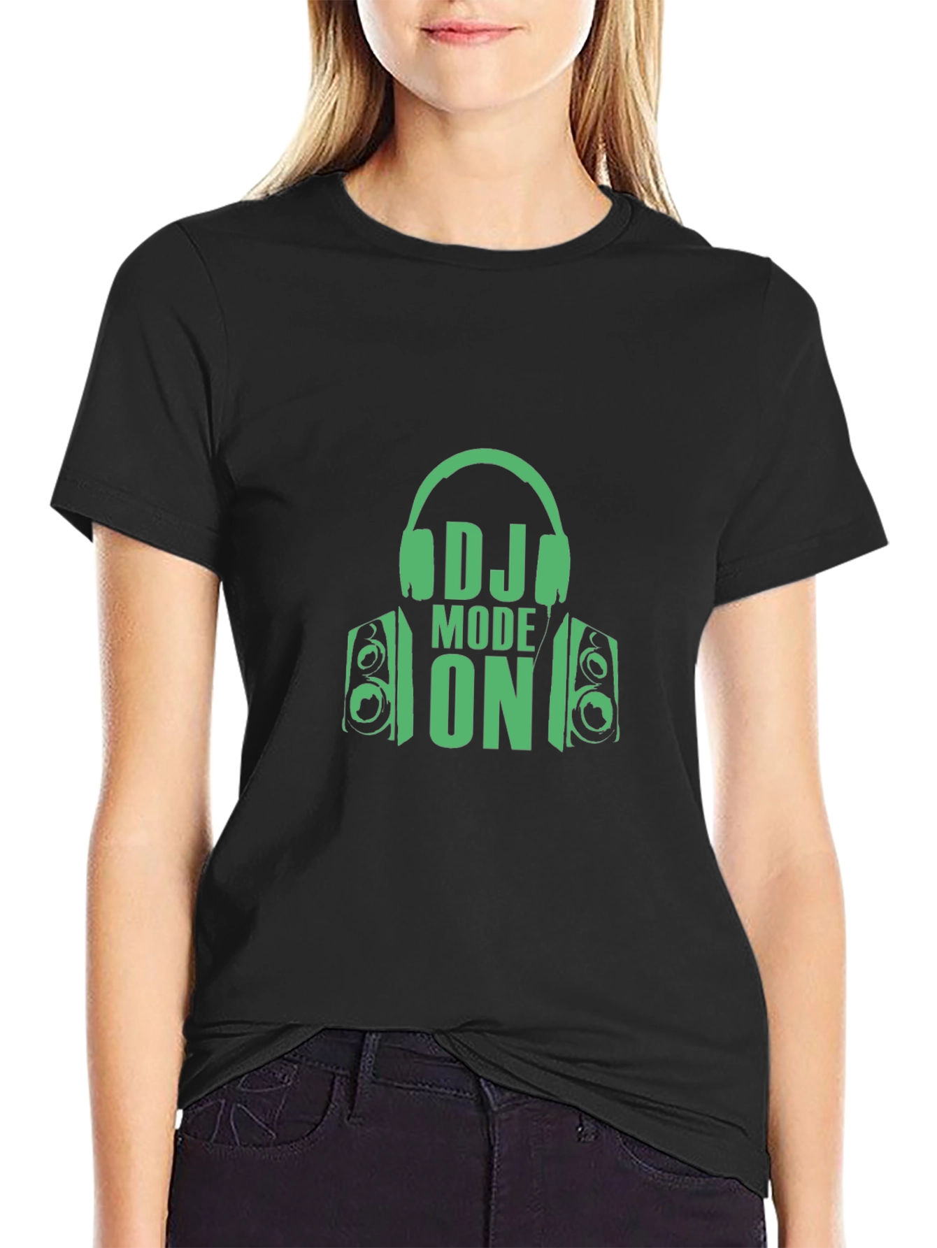 DJ Mode On Graphic Tee - Black Cotton T-Shirt