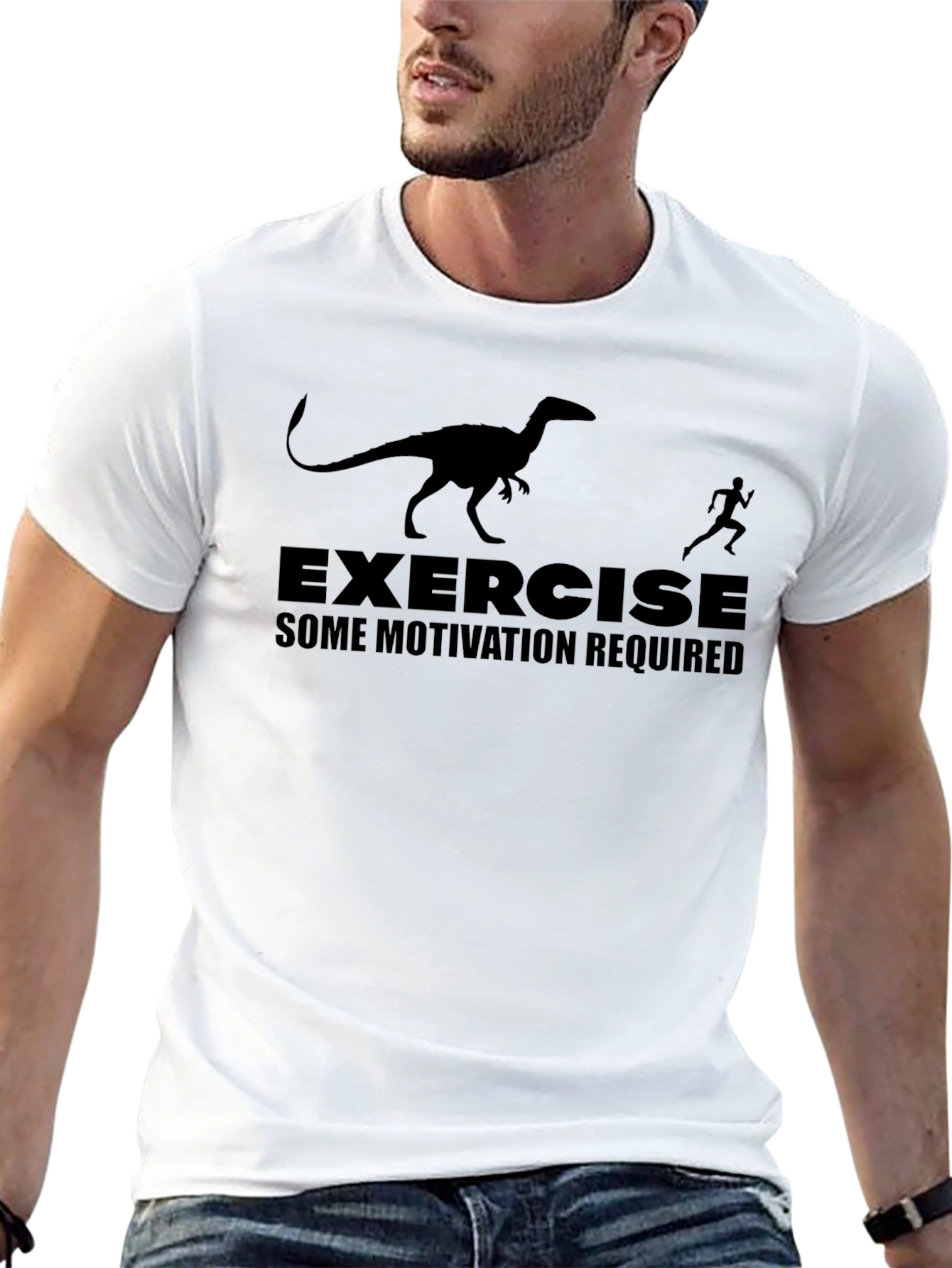 Exercise Motivation T-Shirt - Funny Dinosaur Running Tee