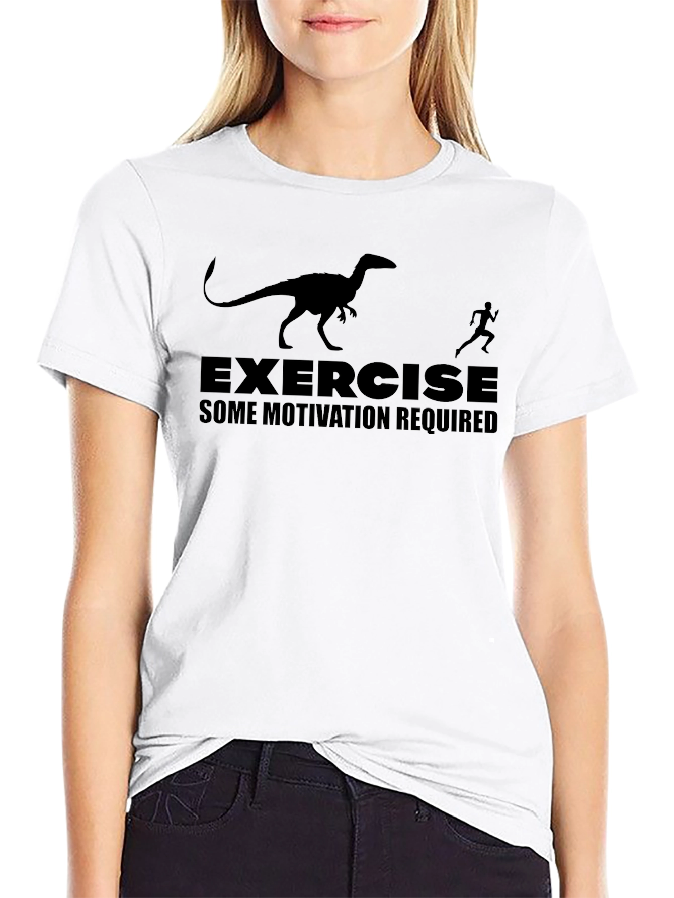 Exercise Motivation T-Shirt - Funny Dinosaur Running Tee