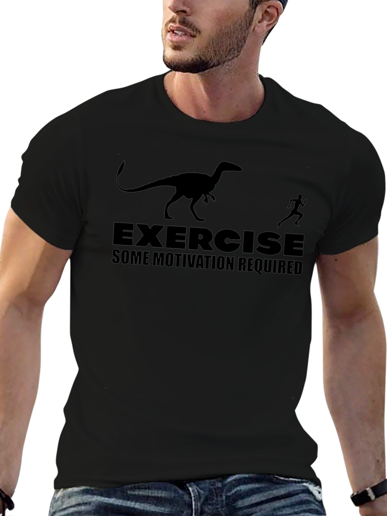 Exercise Motivation T-Shirt - Funny Dinosaur Running Tee