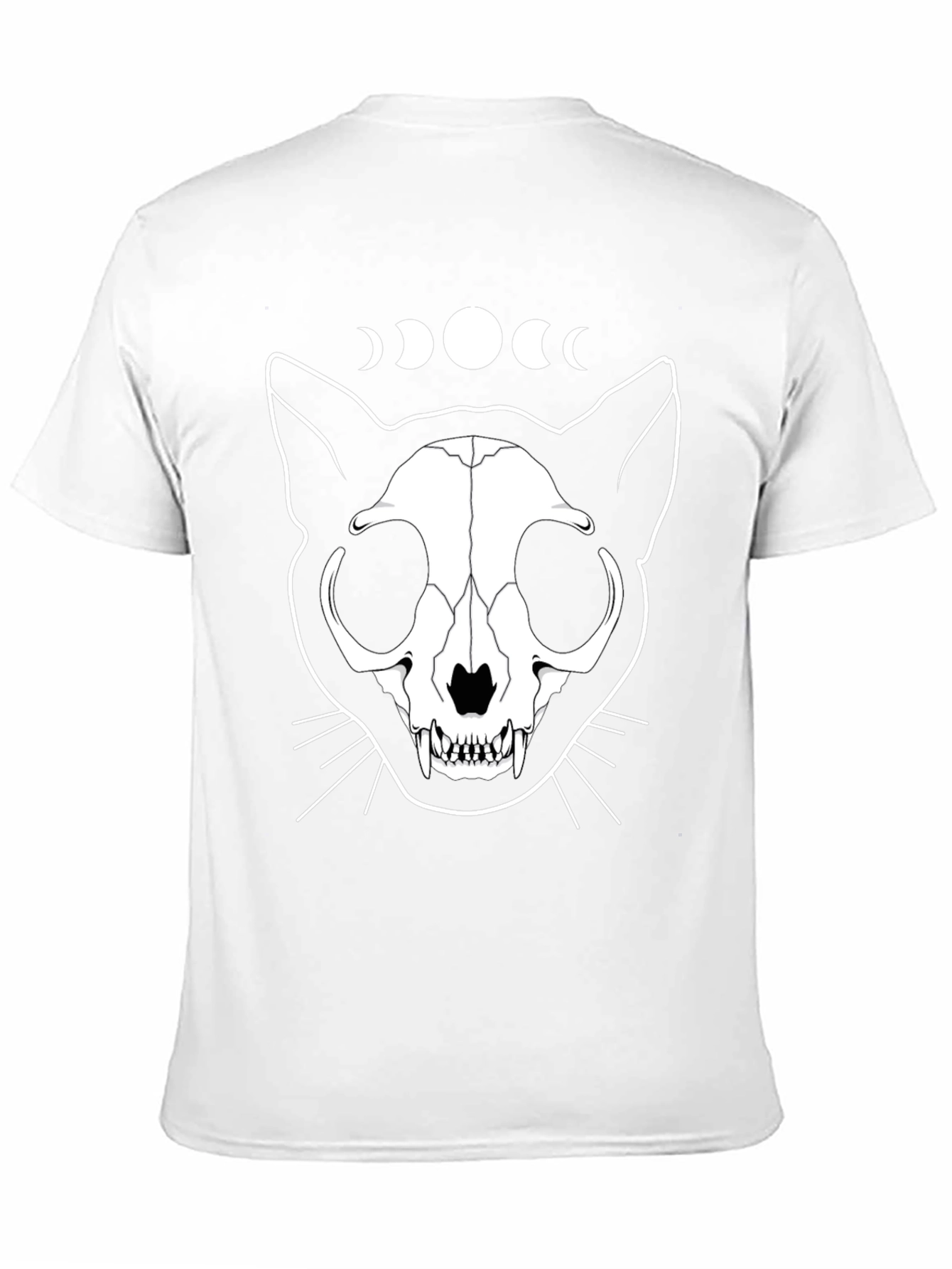 Cat Skull Moon Phase Graphic Tee - Black