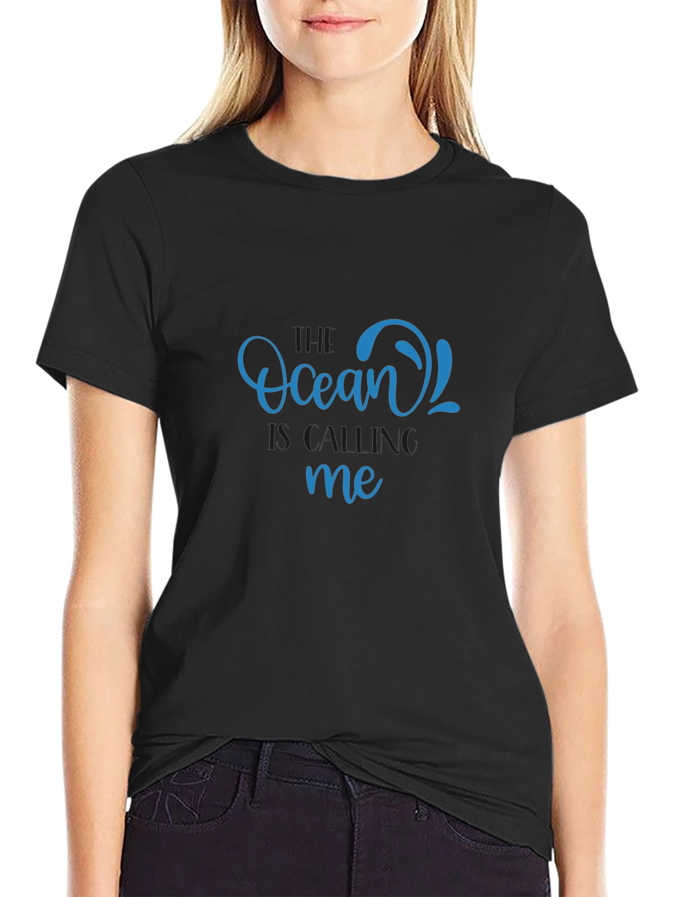 Ocean Calling T-Shirt - Black Relaxed Fit