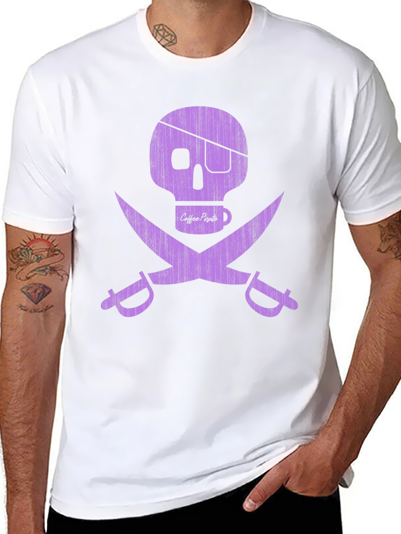 Coffee Pirate Graphic T-Shirt - Skull & Swords
