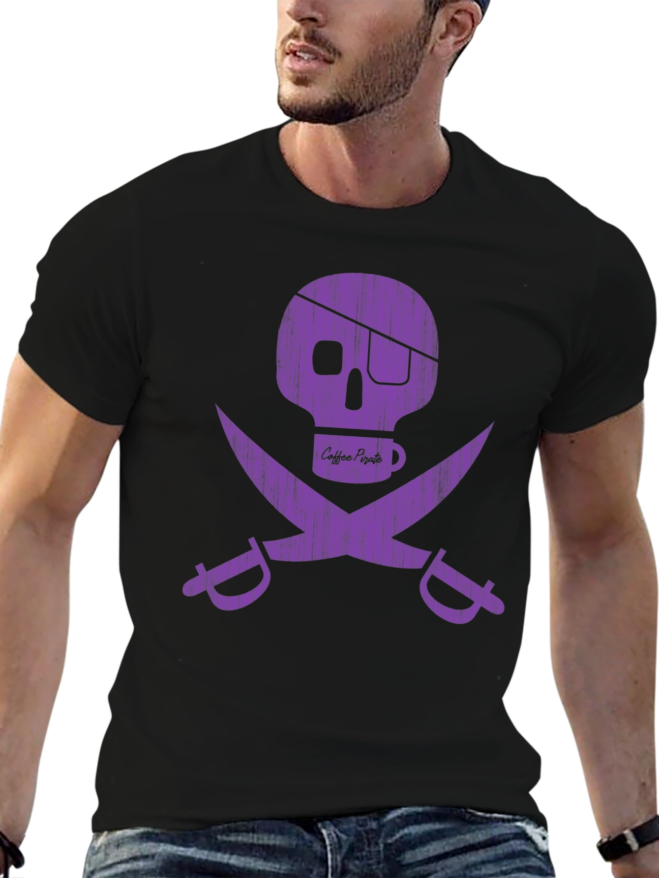 Coffee Pirate Graphic T-Shirt - Skull & Swords