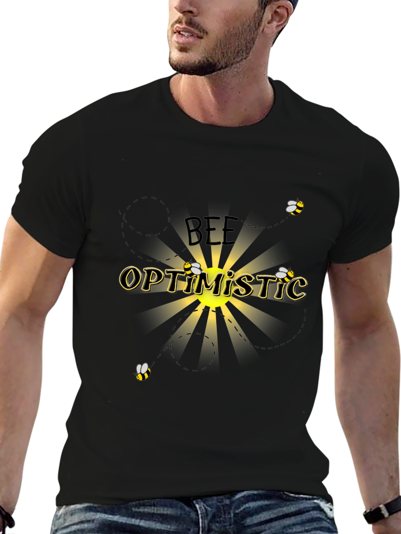 Bee Optimistic Black T-Shirt