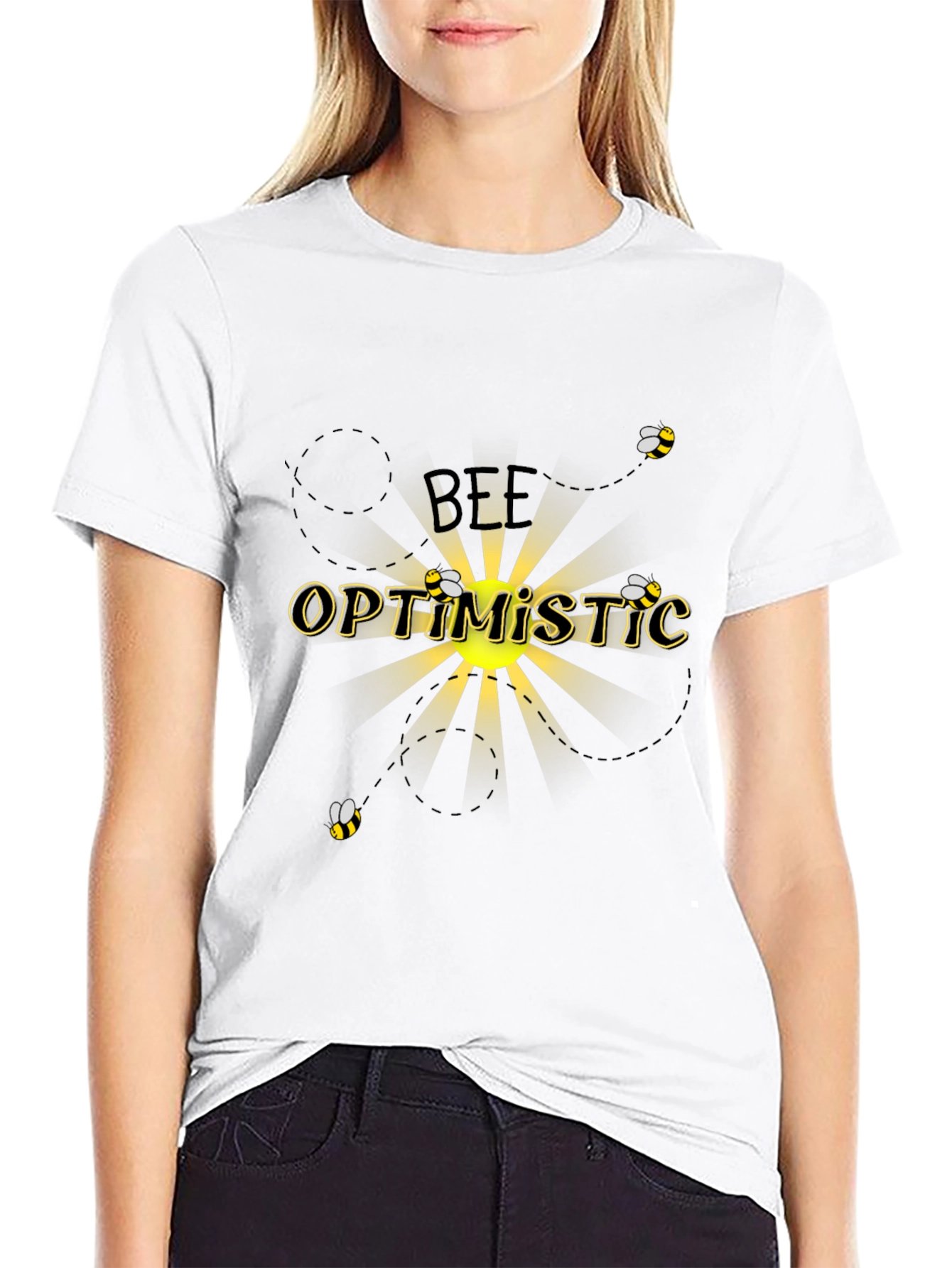 Bee Optimistic Black T-Shirt