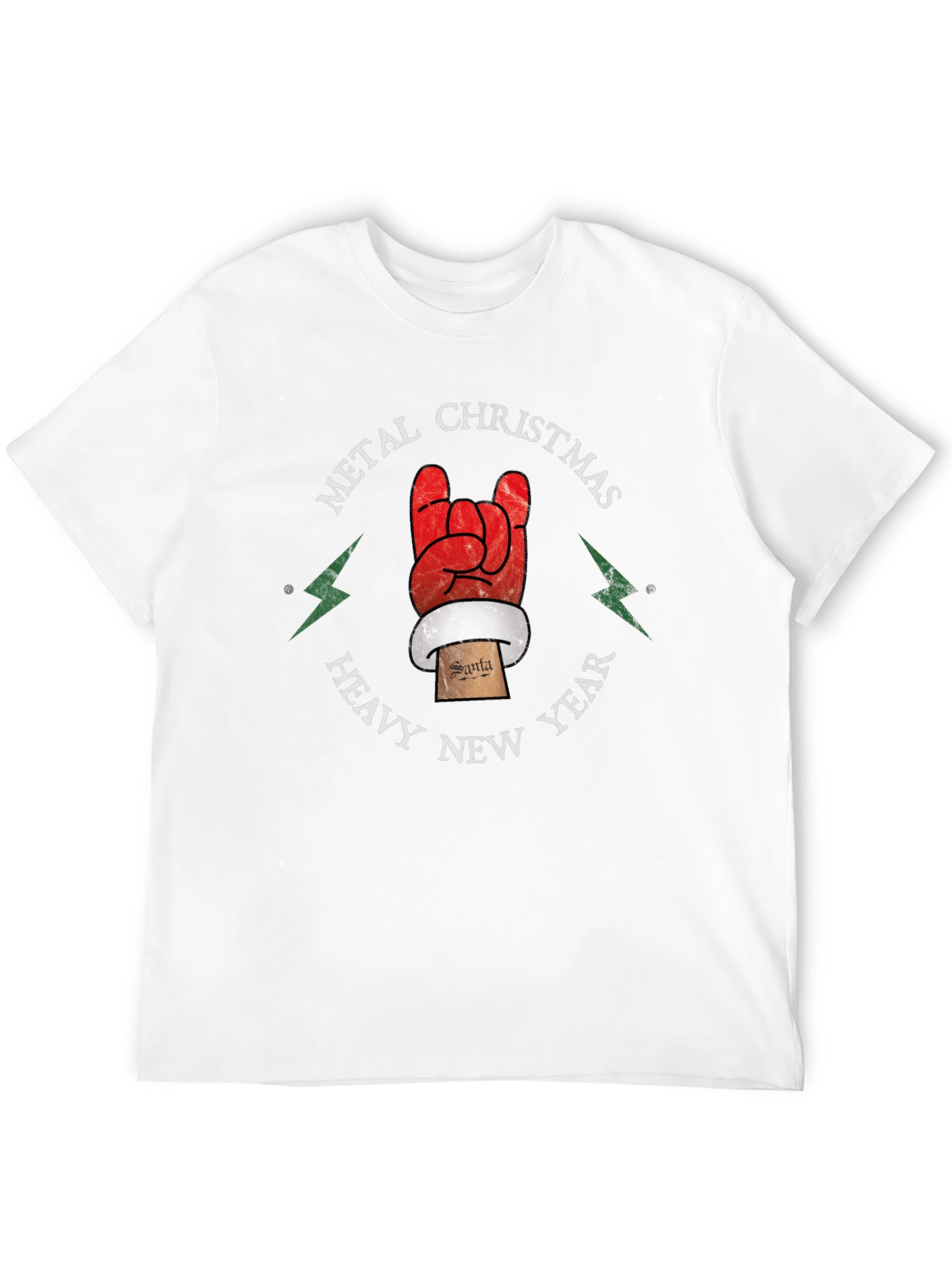 Metal Christmas Heavy New Year Rock Hand Santa T-Shirt