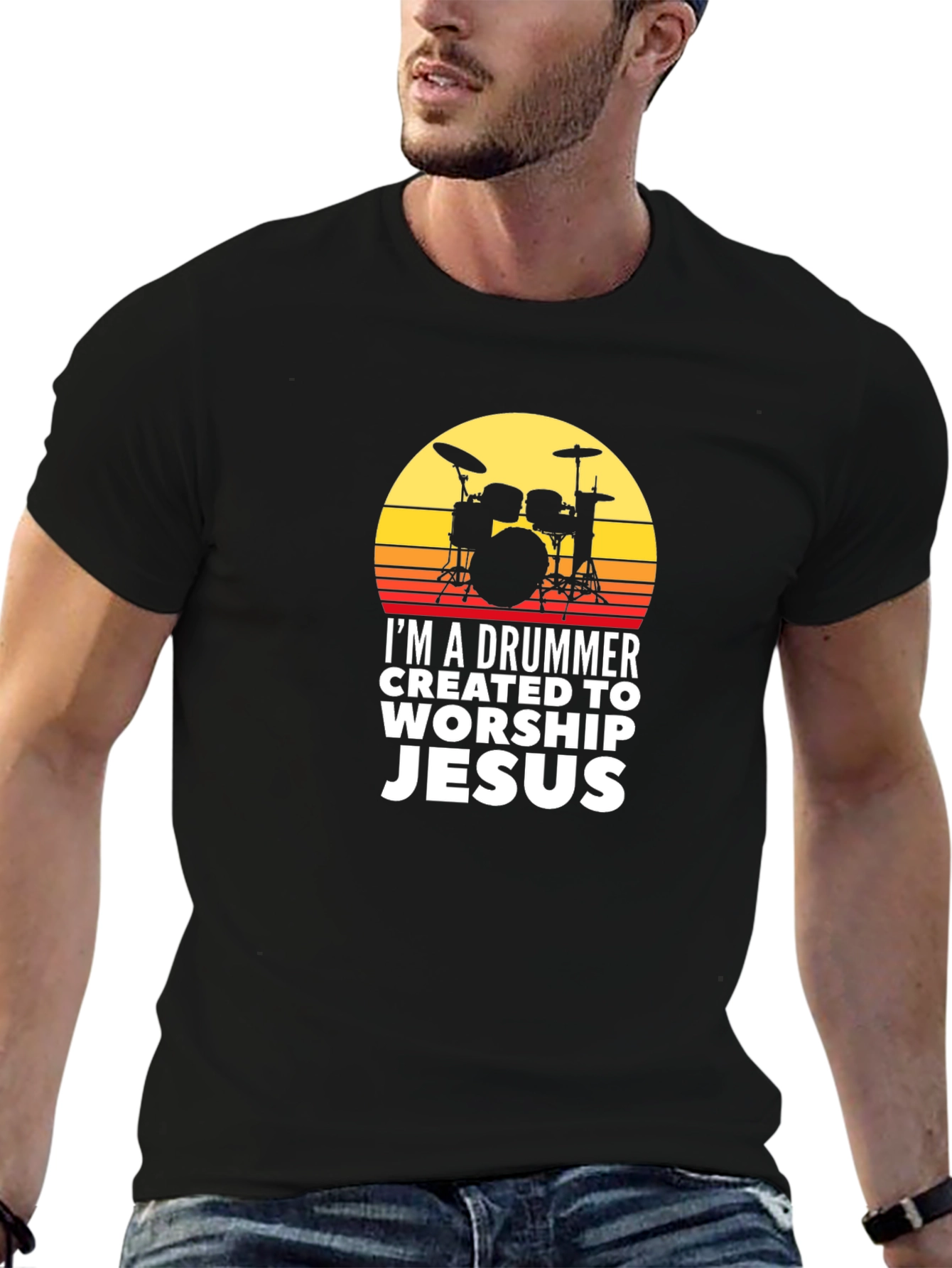 Drummer Worship Jesus T-Shirt - Christian Music Tee