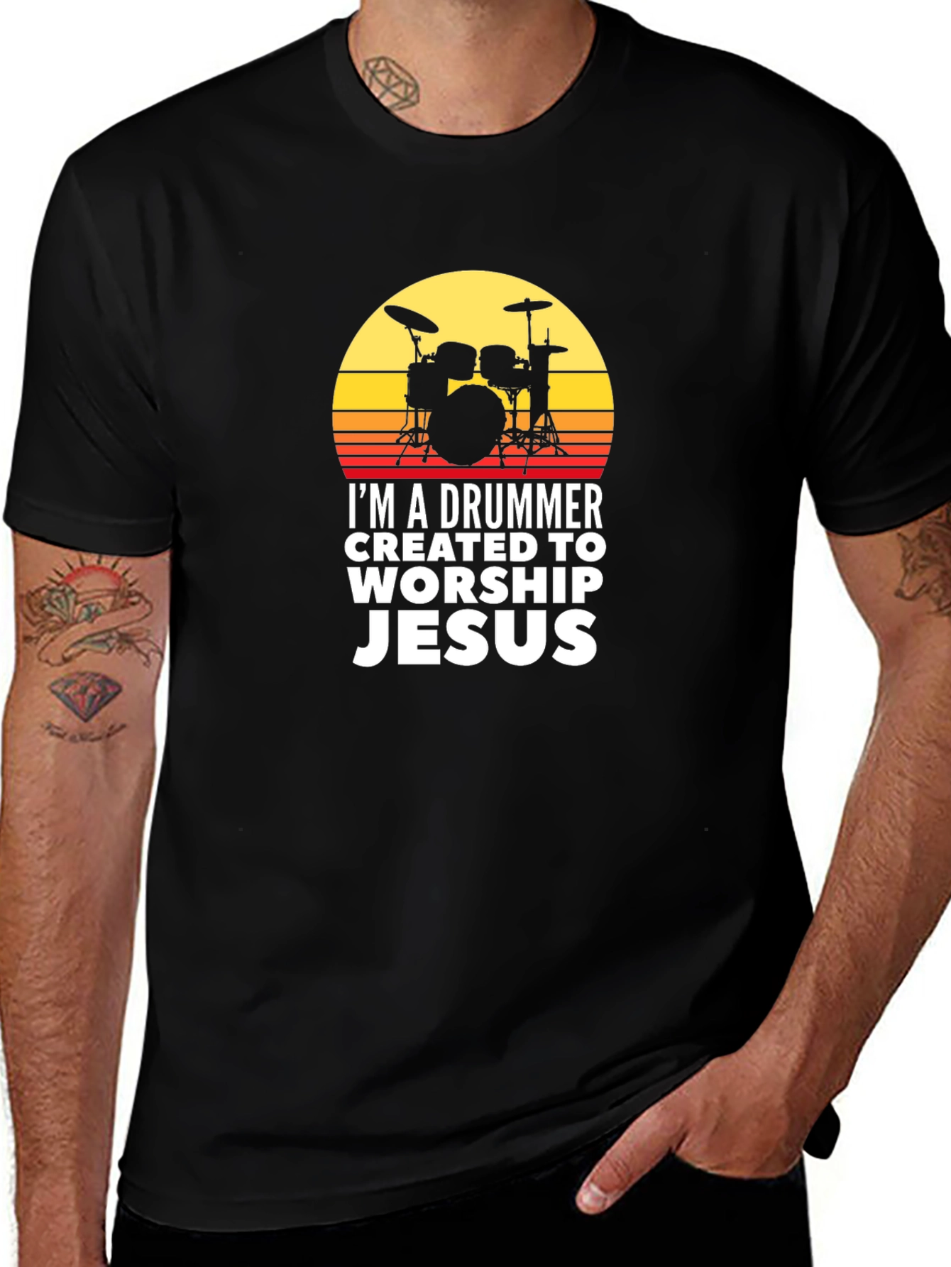 Drummer Worship Jesus T-Shirt - Christian Music Tee