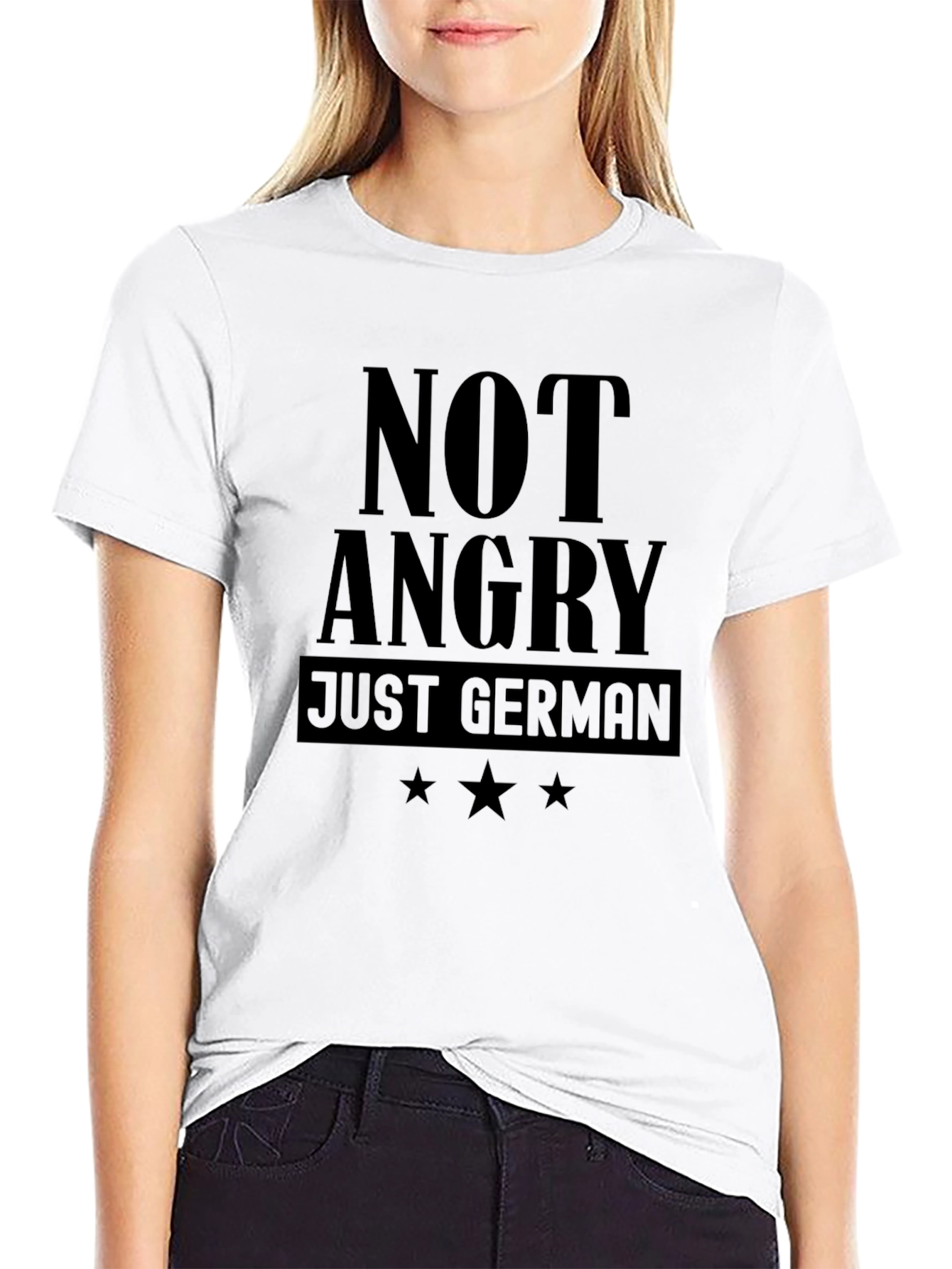 Not Angry Just German Black T-Shirt