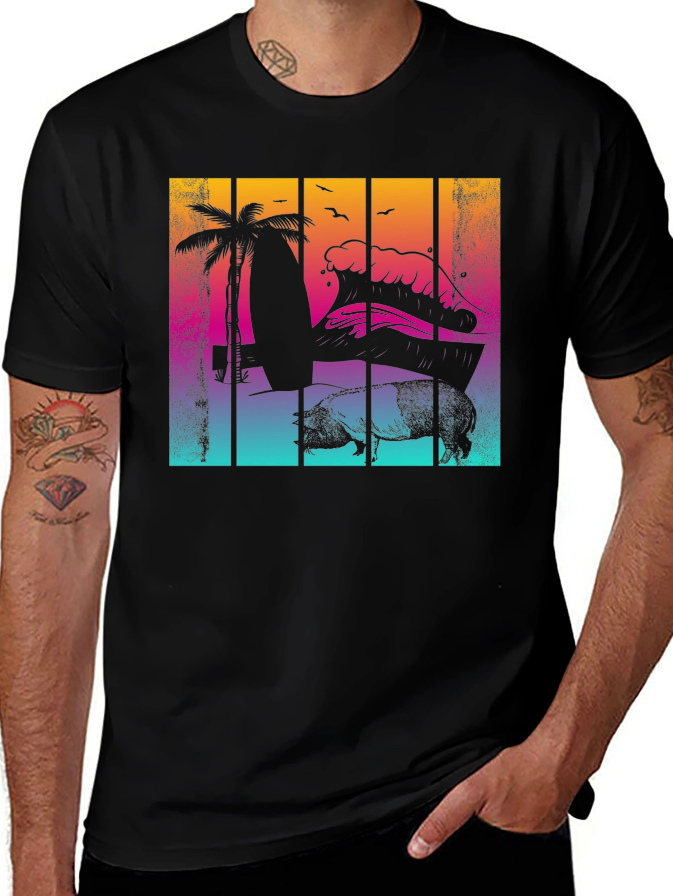 Retro Surf Pig T-Shirt