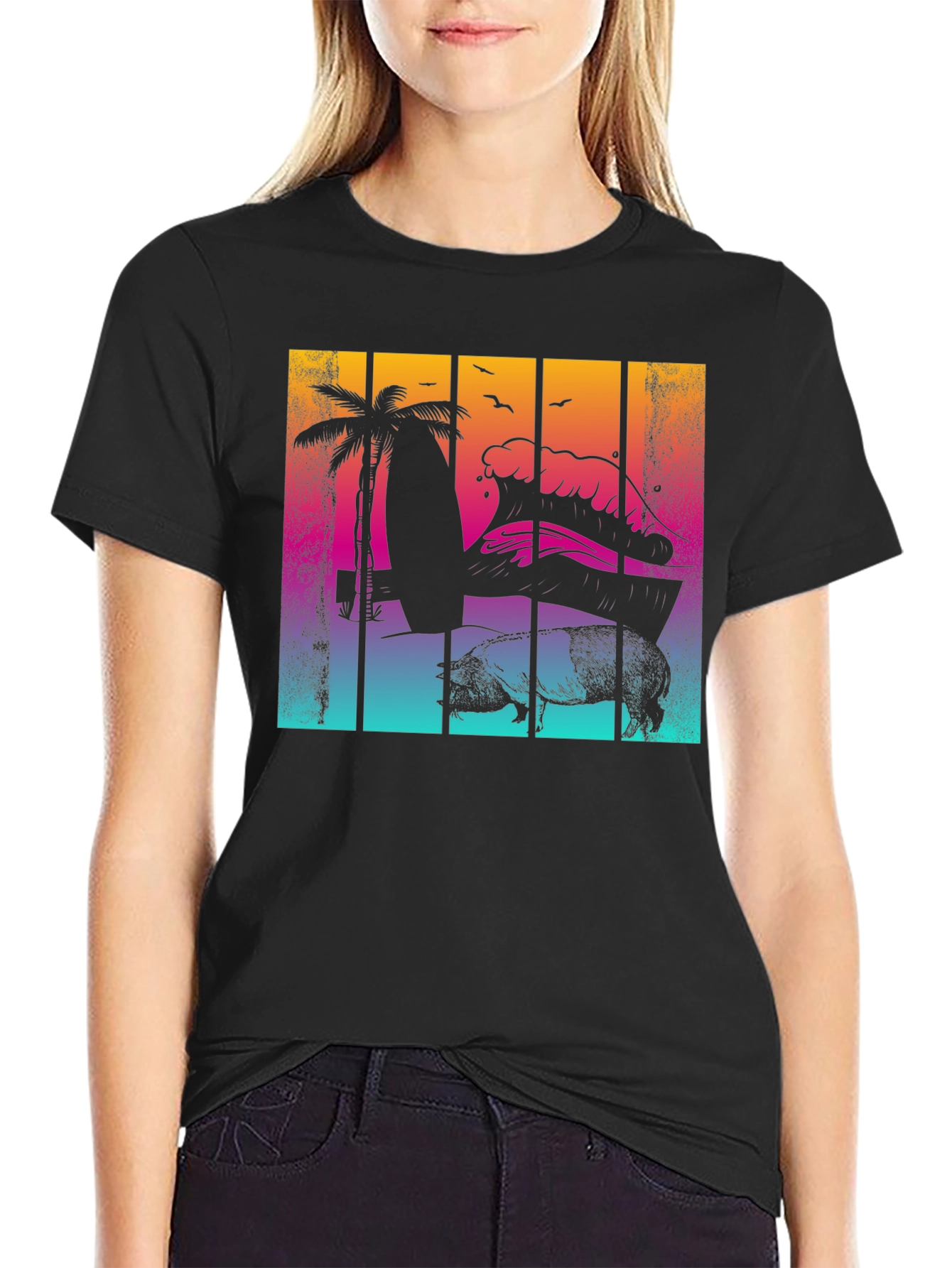 Retro Surf Pig T-Shirt