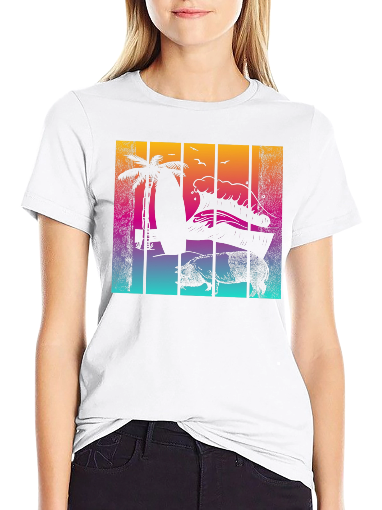 Retro Surf Pig T-Shirt