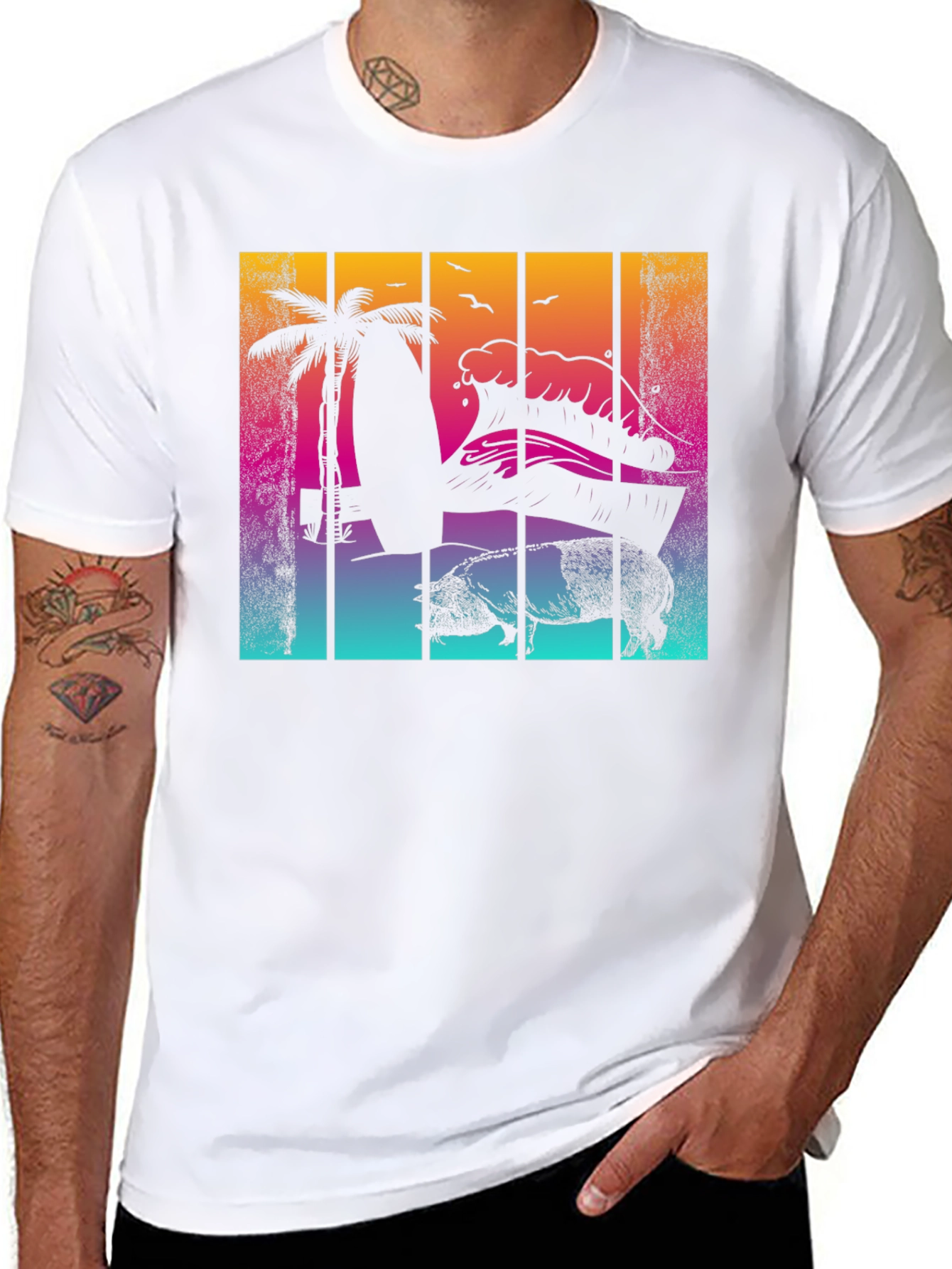 Retro Surf Pig T-Shirt