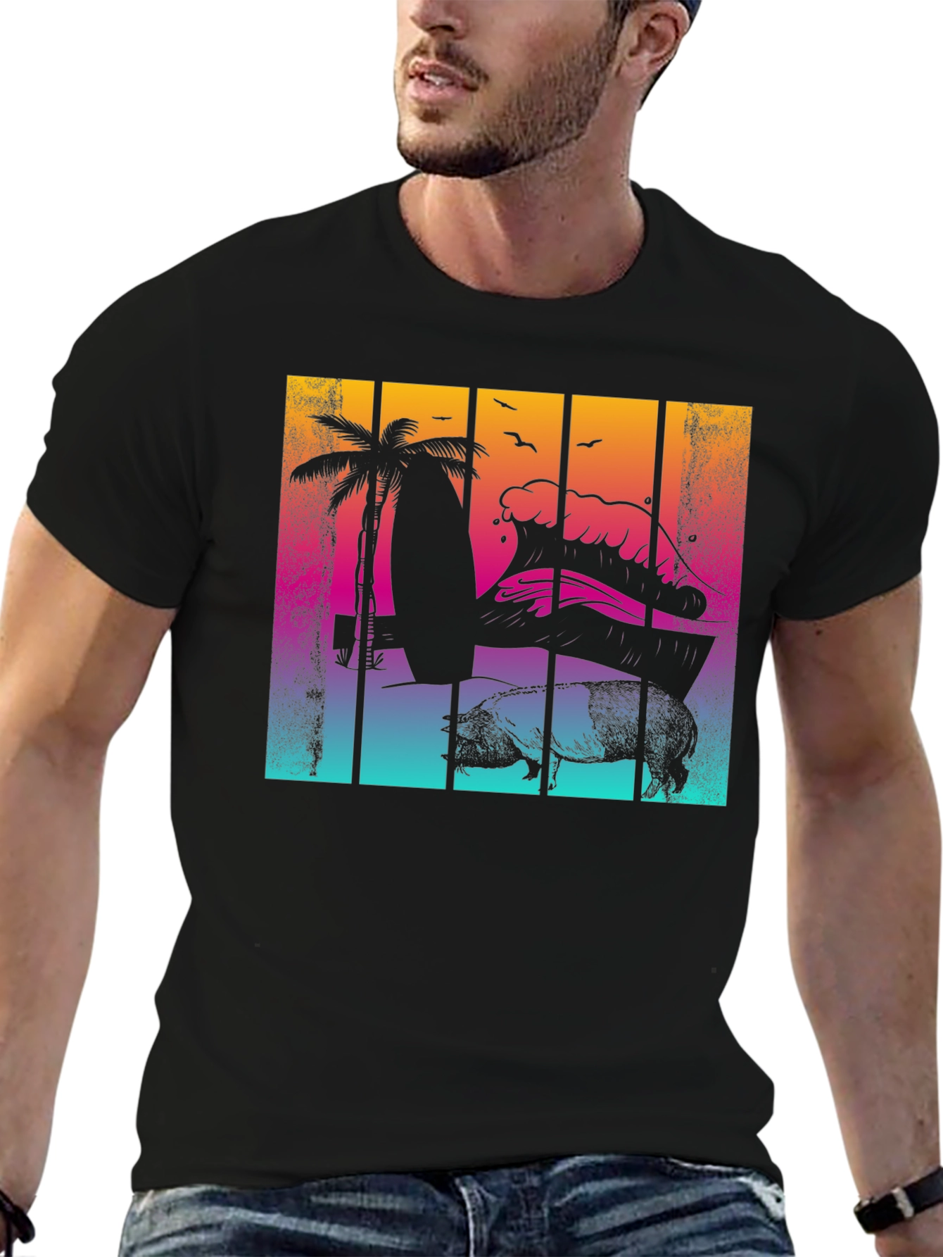 Retro Surf Pig T-Shirt