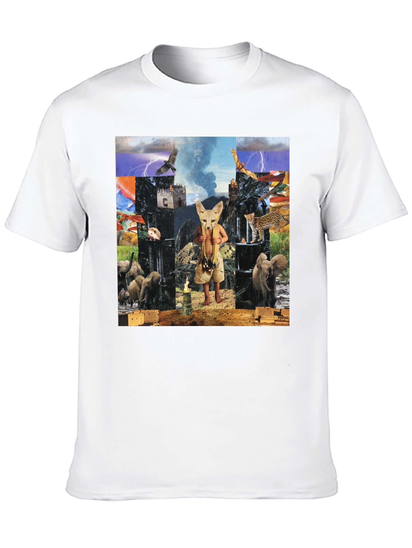 Surrealist Animal Collage Graphic Tee - Black